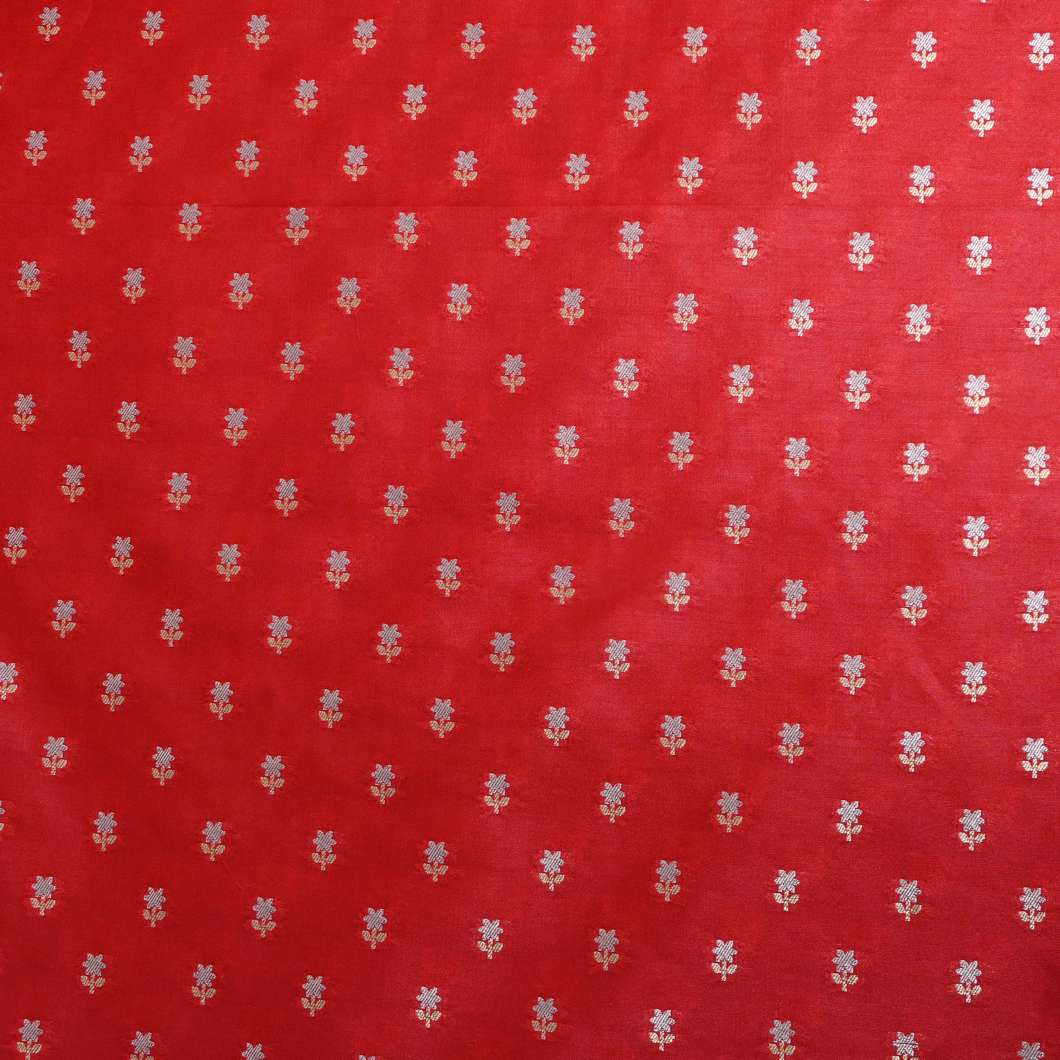 Scarlet Red Jamawar Silk Fabric