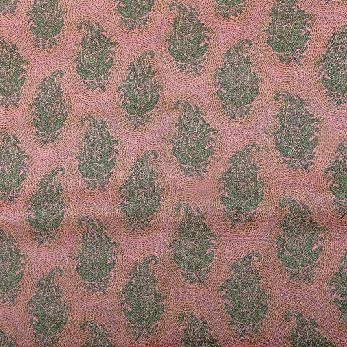 Rose Pink Paisley Print Silk Fabric