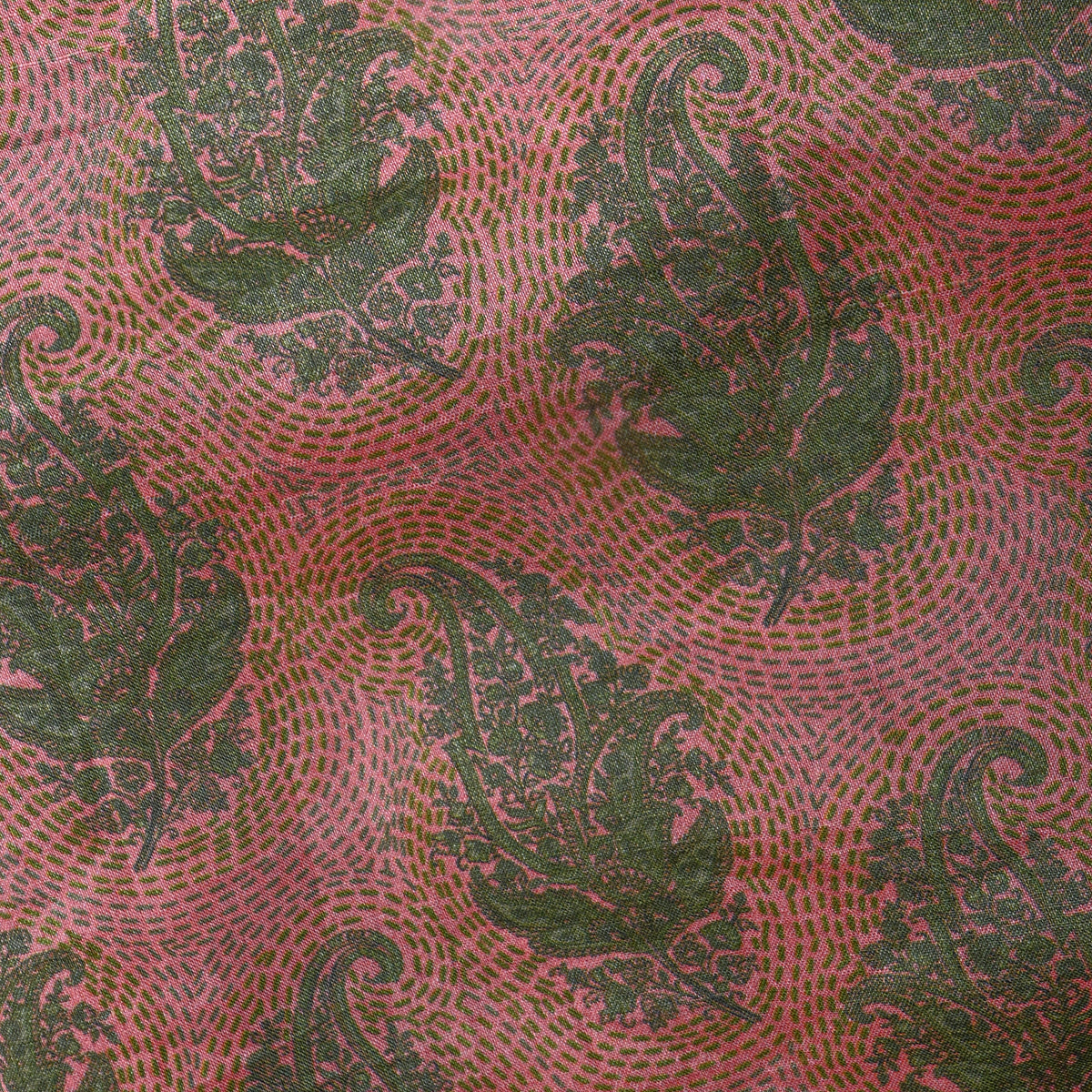 Rose Pink Paisley Print Silk Fabric