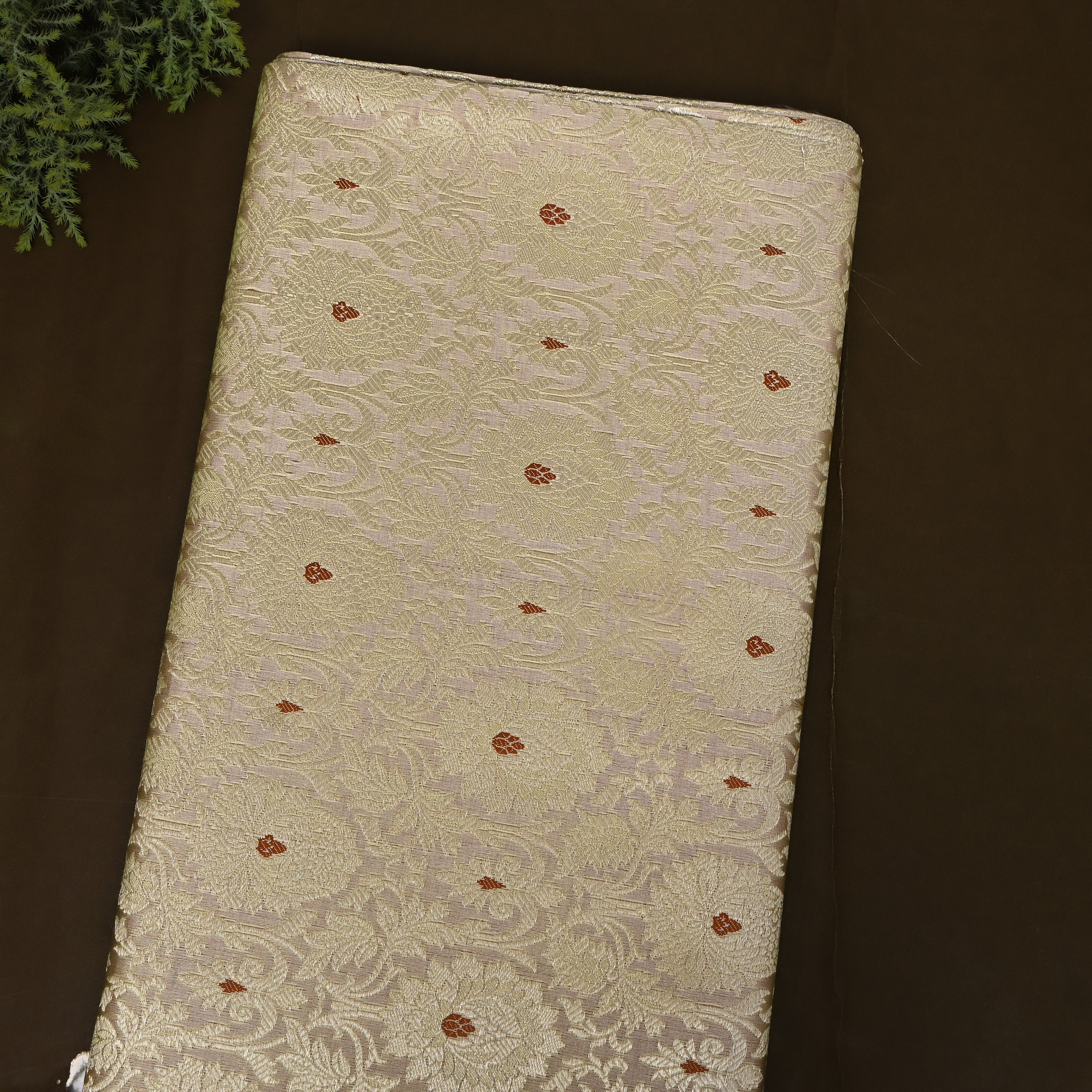 Golden Beige Floral Jaal Jamawar Silk