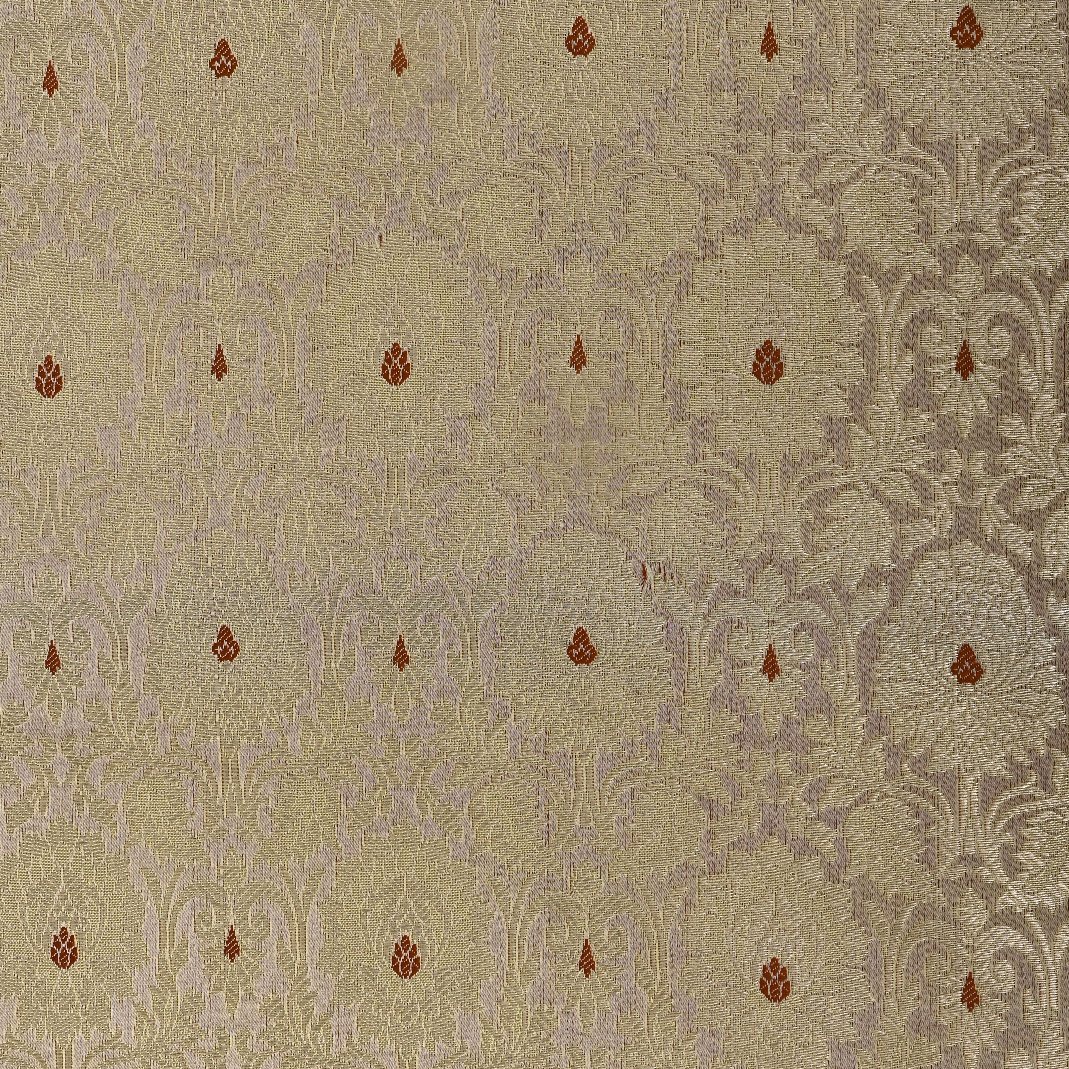Golden Beige Floral Jaal Jamawar Silk