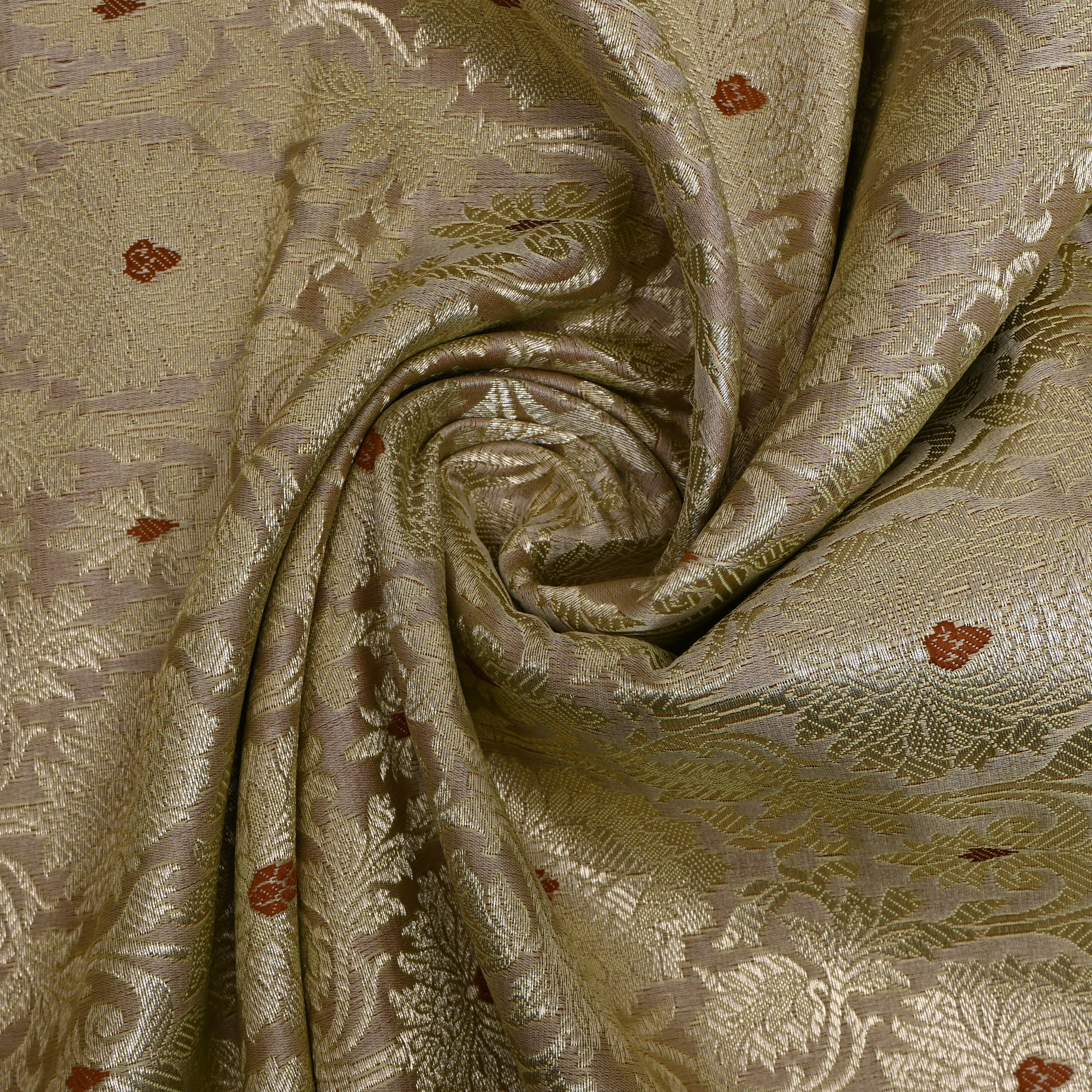 Golden Beige Floral Jaal Jamawar Silk