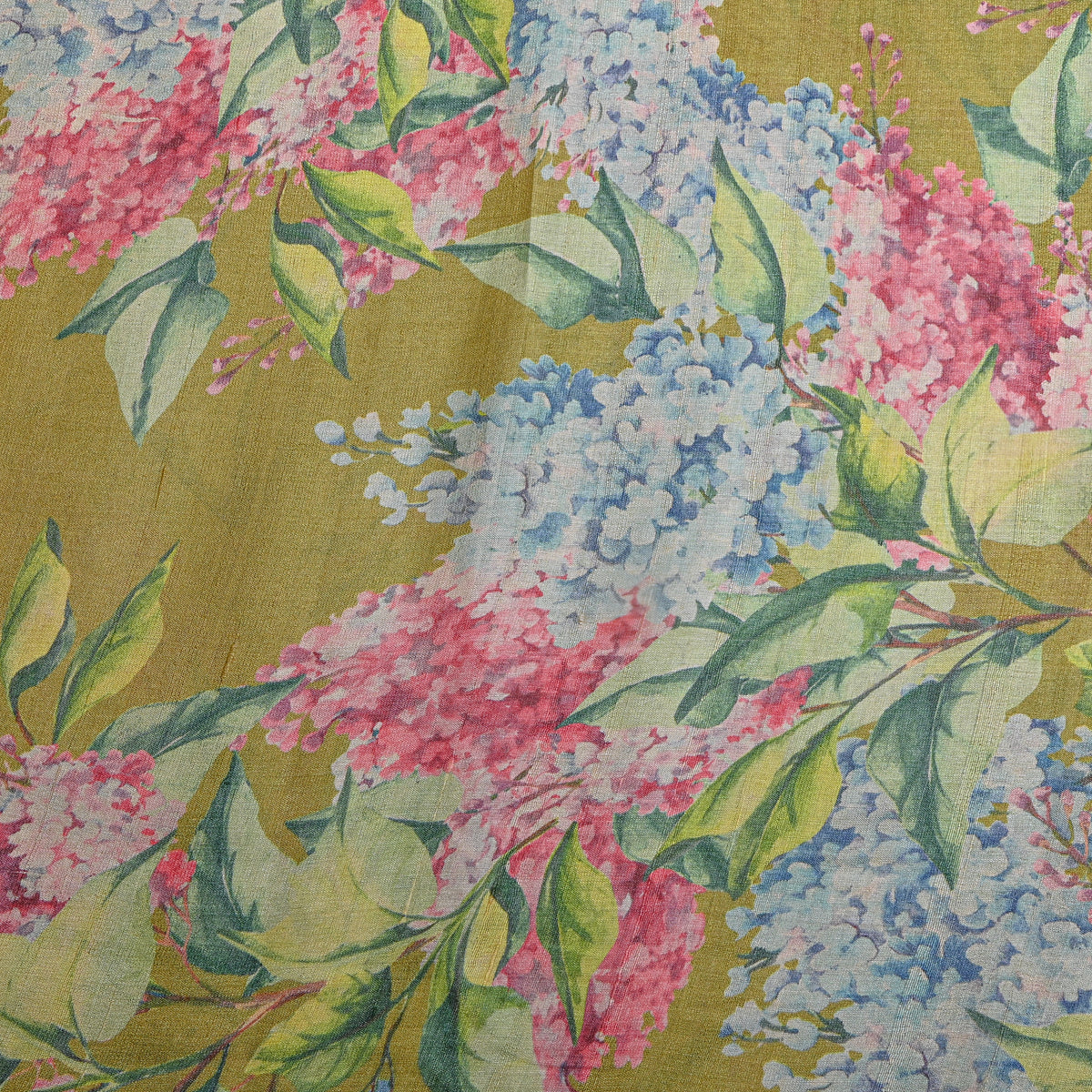 Moss Lilac Floral Digital Print Tussar Fabric