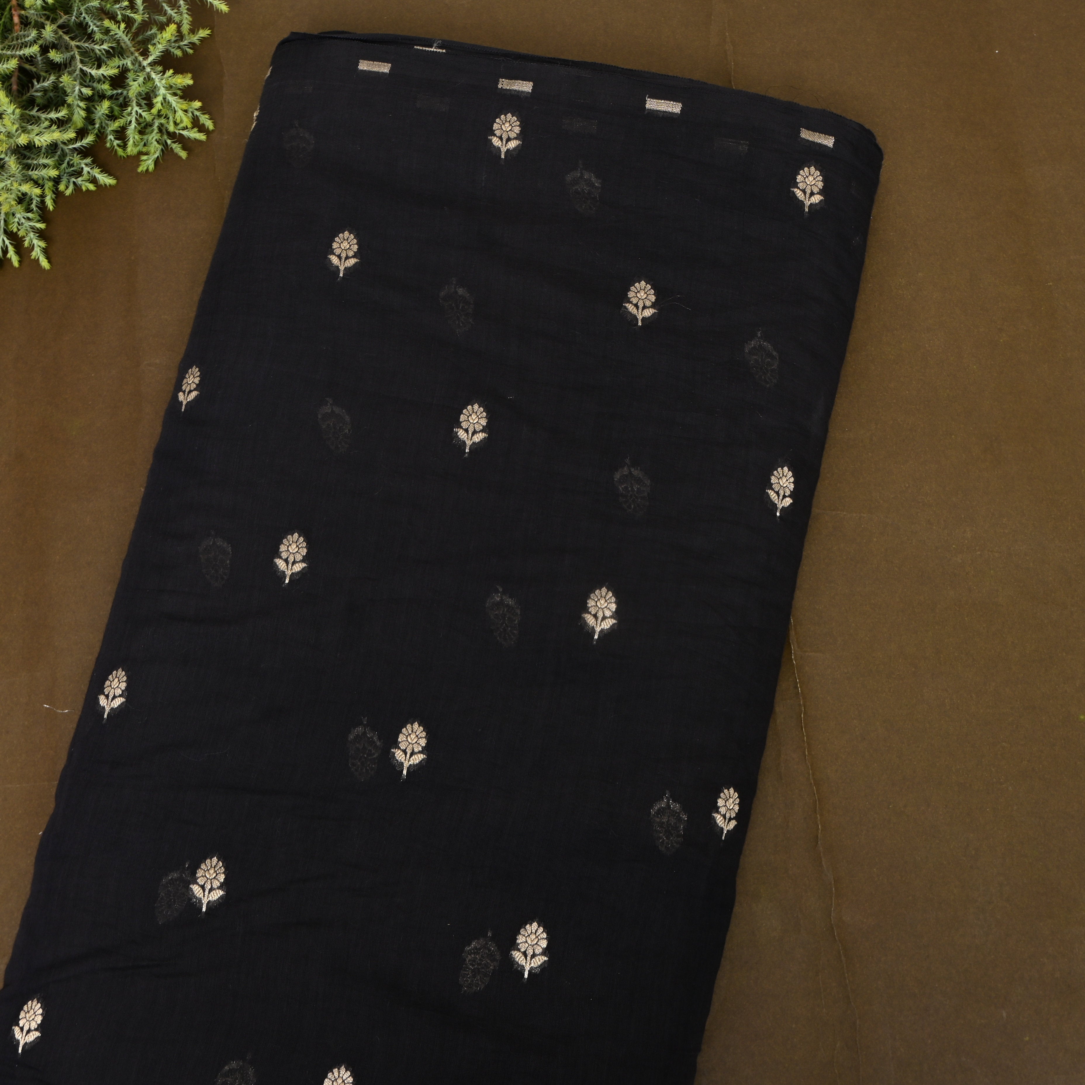 Black Jamawar With Woven Gold Butti