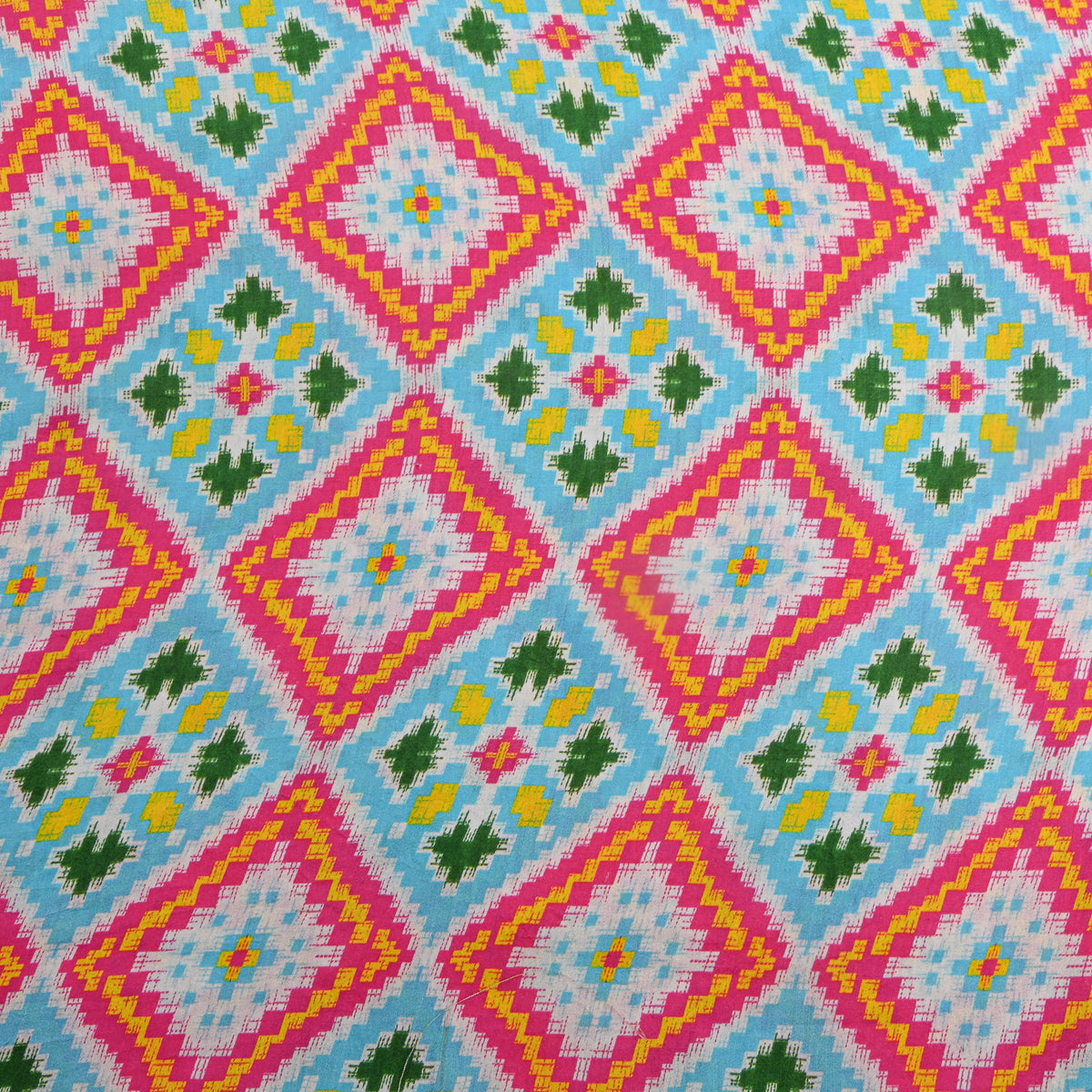 Sky Blue Geometric Digital Print Silk Fabric