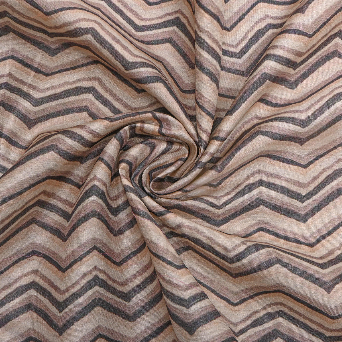 Fawn Zig-Zag Print TussarFabric