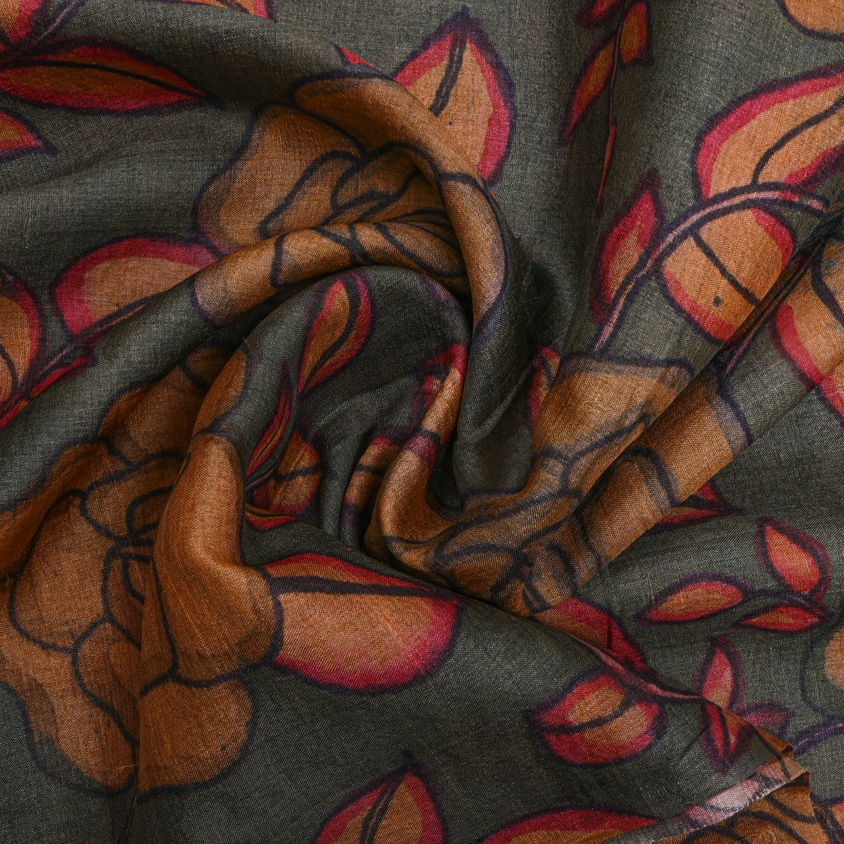 Dove Floral Print Tussar Fabric
