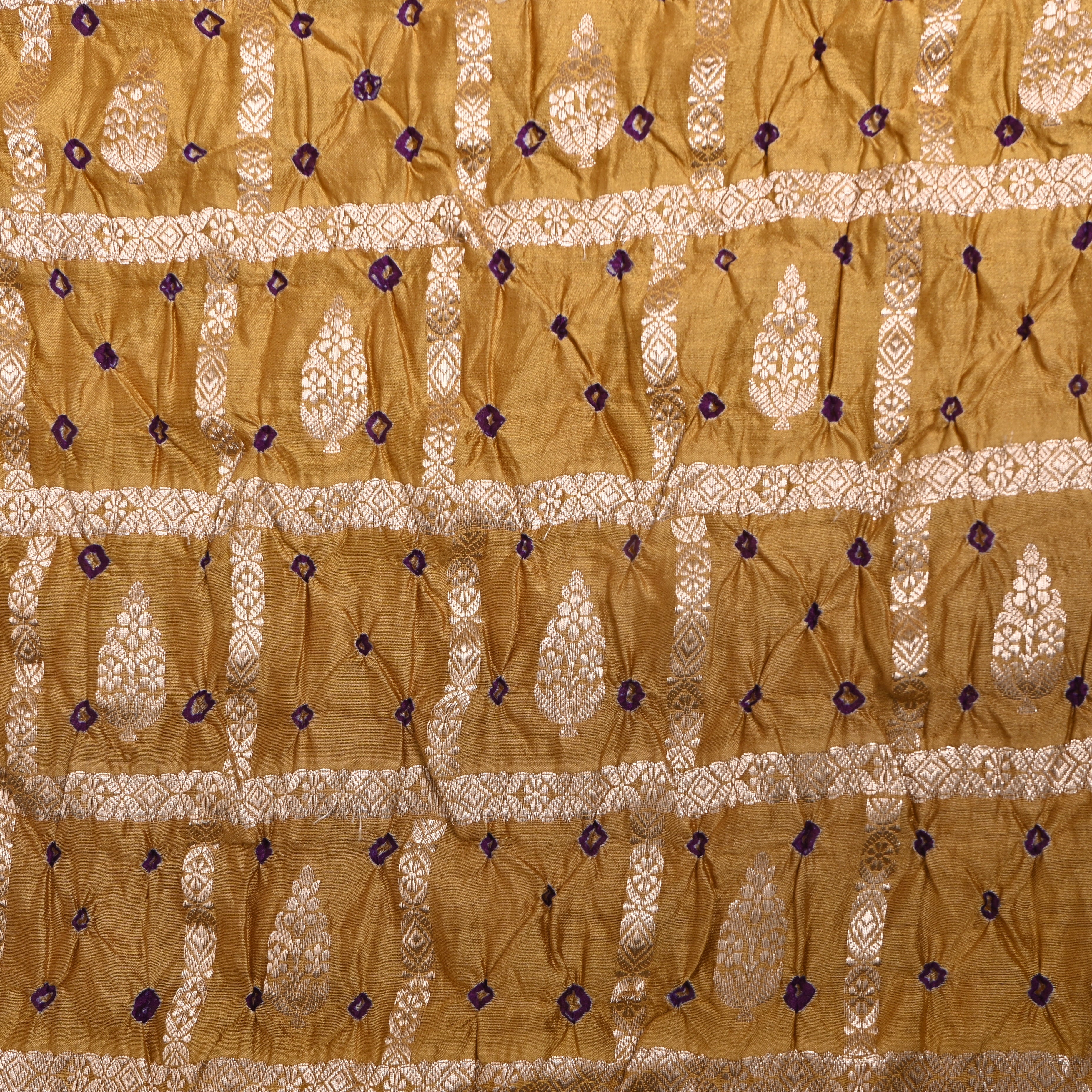Ivory Floral Border Raw Silk