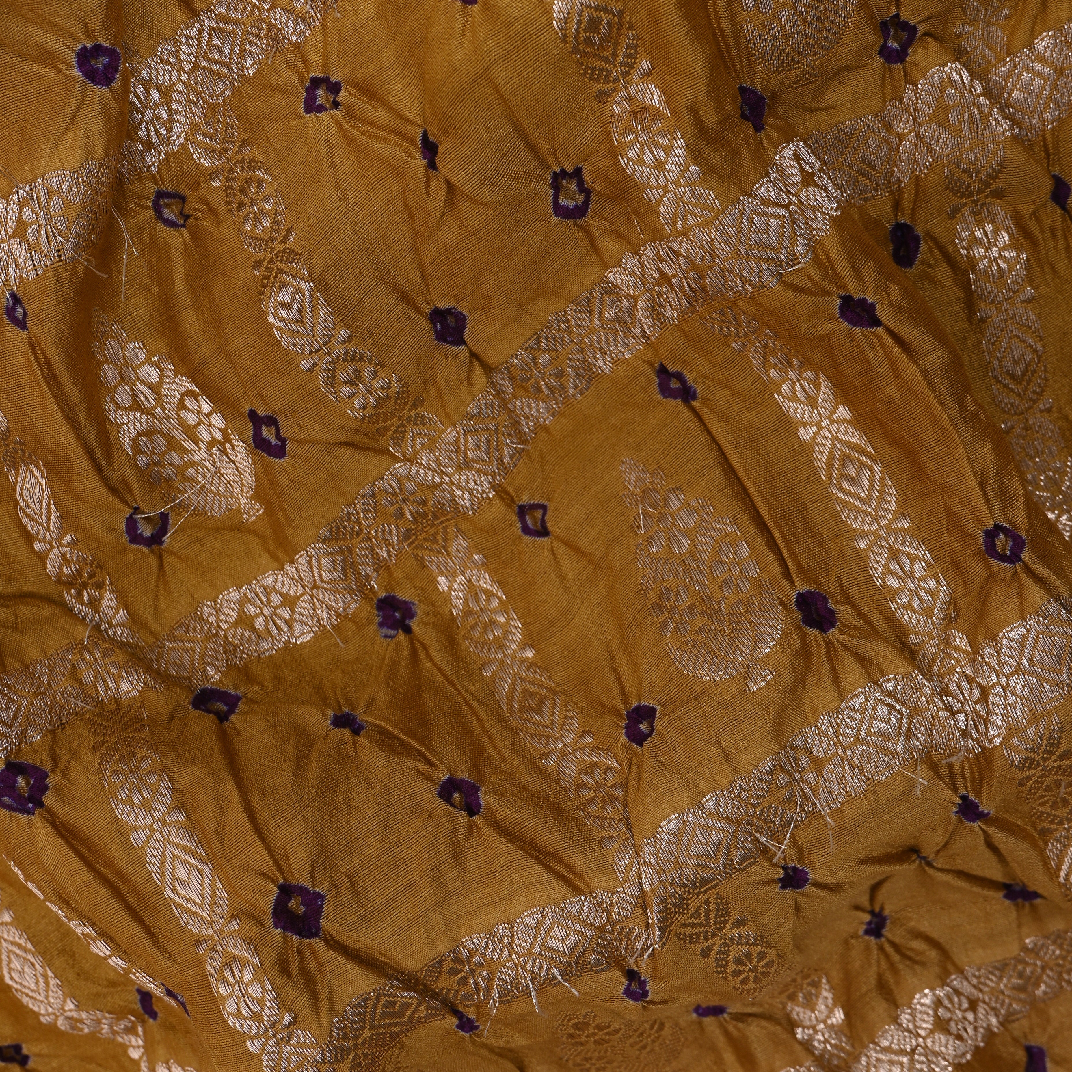 Ivory Floral Border Raw Silk