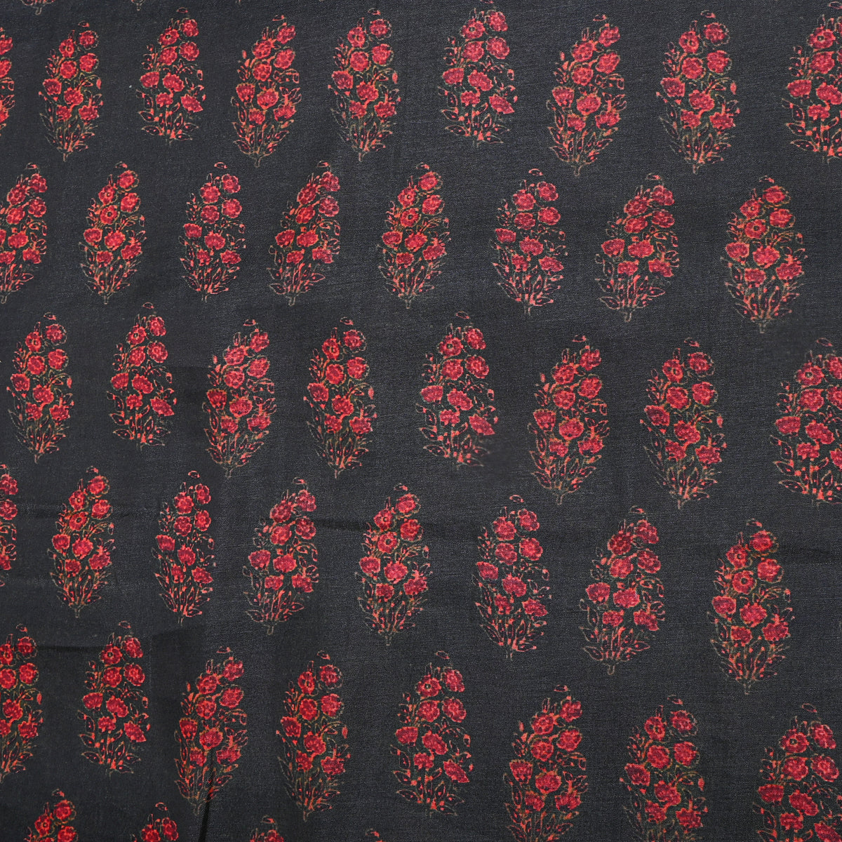 Ebony Rose Bouquet Floral Print TussarFabric