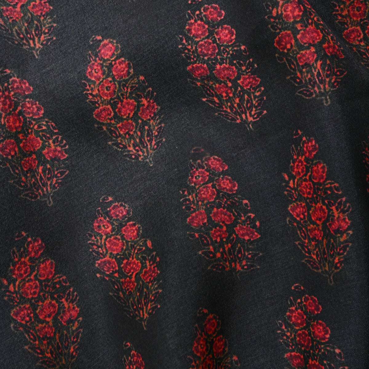 Ebony Rose Bouquet Floral Print TussarFabric