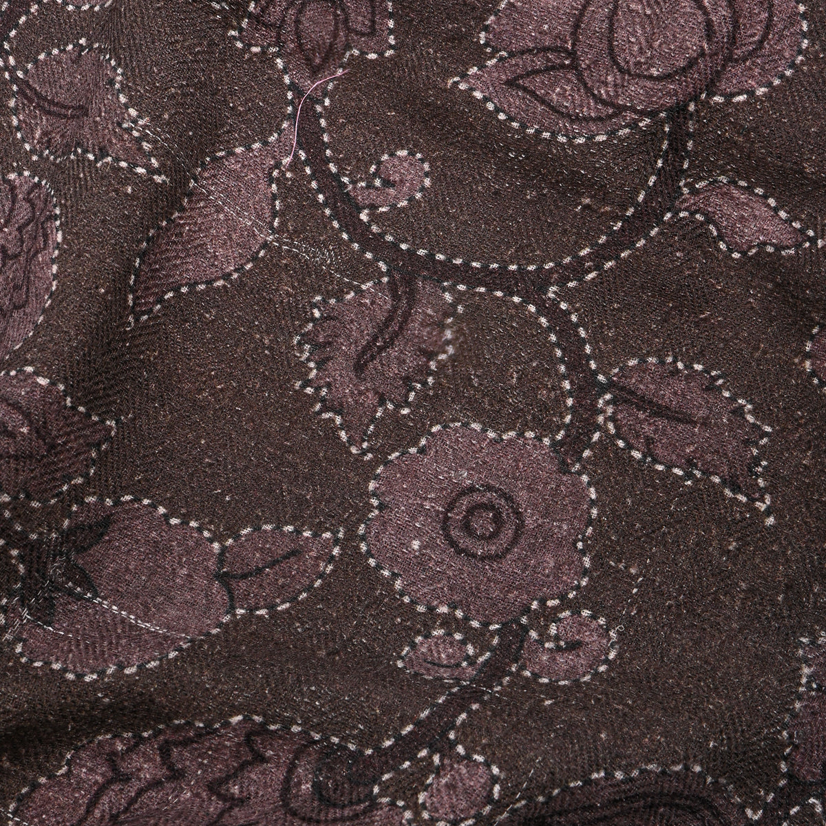 Cocoa Brown Floral Digital Print Raw Silk Fabric
