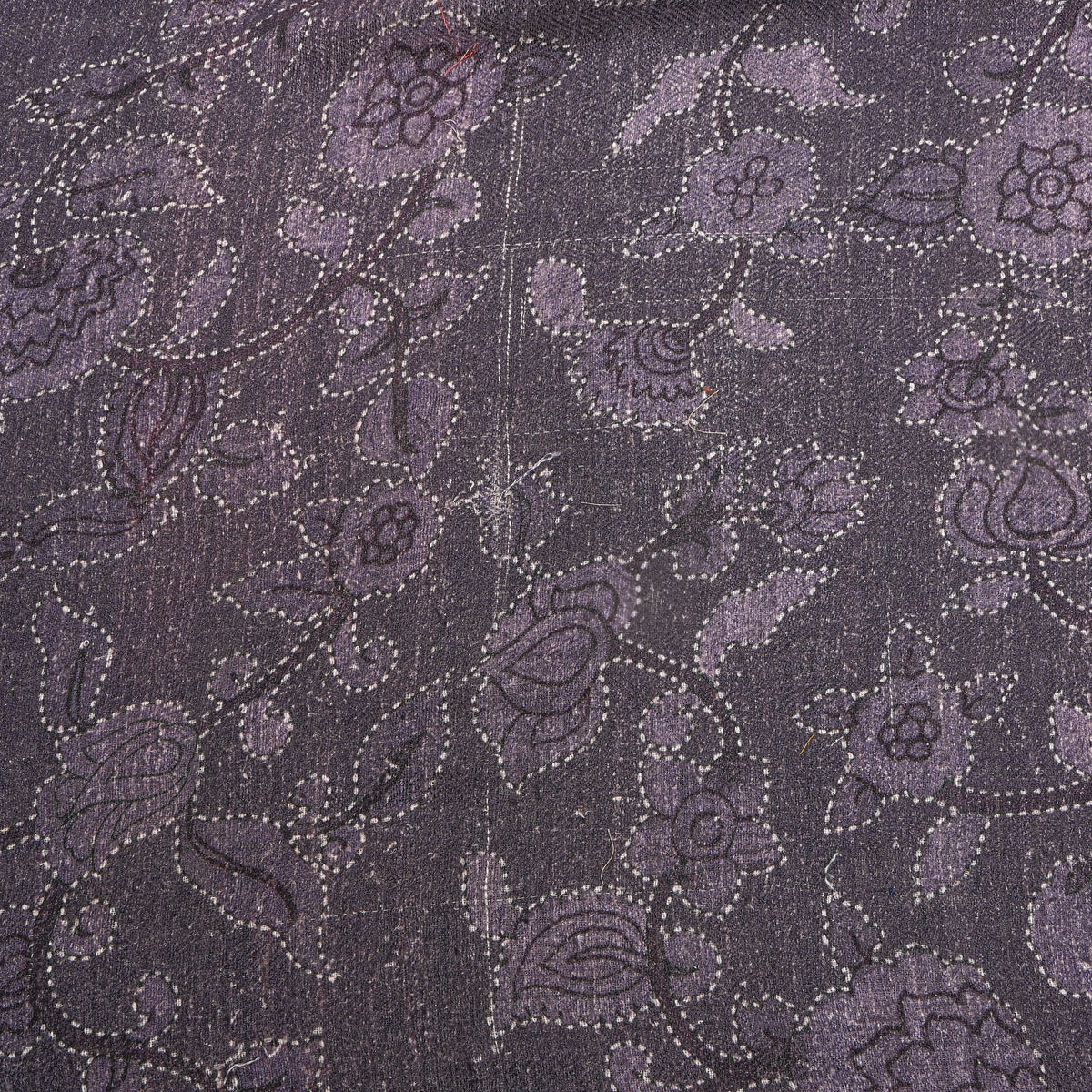 Aubergine Floral Jaal Digital Print Raw Silk Fabric