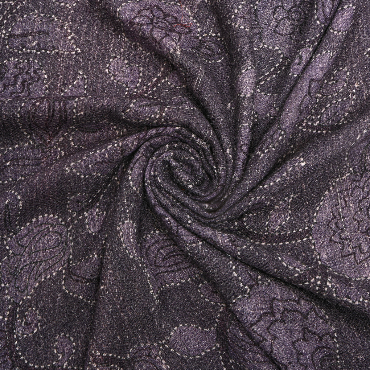 Aubergine Floral Jaal Digital Print Raw Silk Fabric