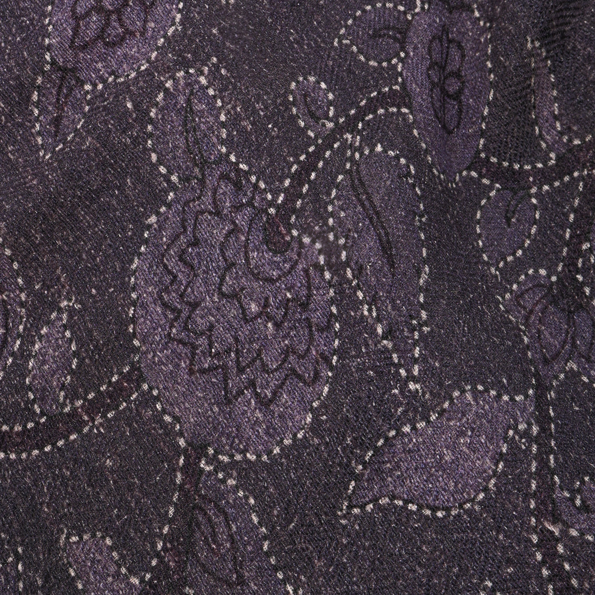 Aubergine Floral Jaal Digital Print Raw Silk Fabric