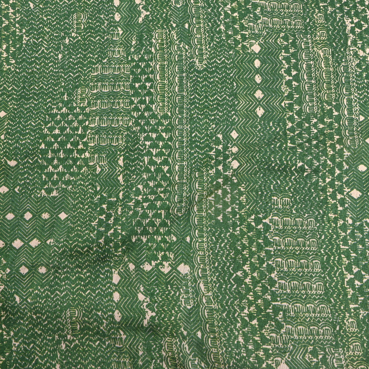 Fern Green Geometric Print Matka Silk Fabric