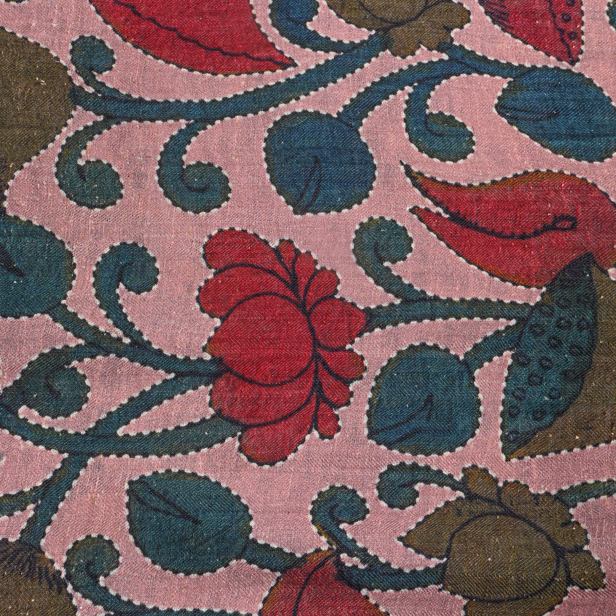 Dusty Rose Lotus Digital Print Raw Silk Fabric