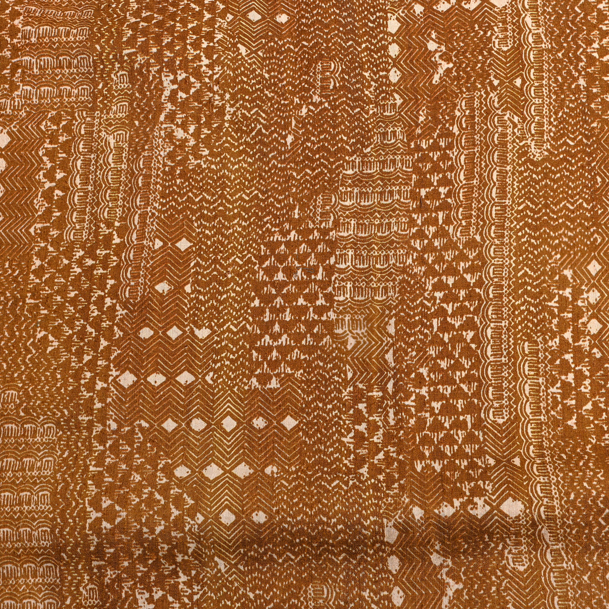 Toffee Beige Geometric Print Matka Silk Fabric