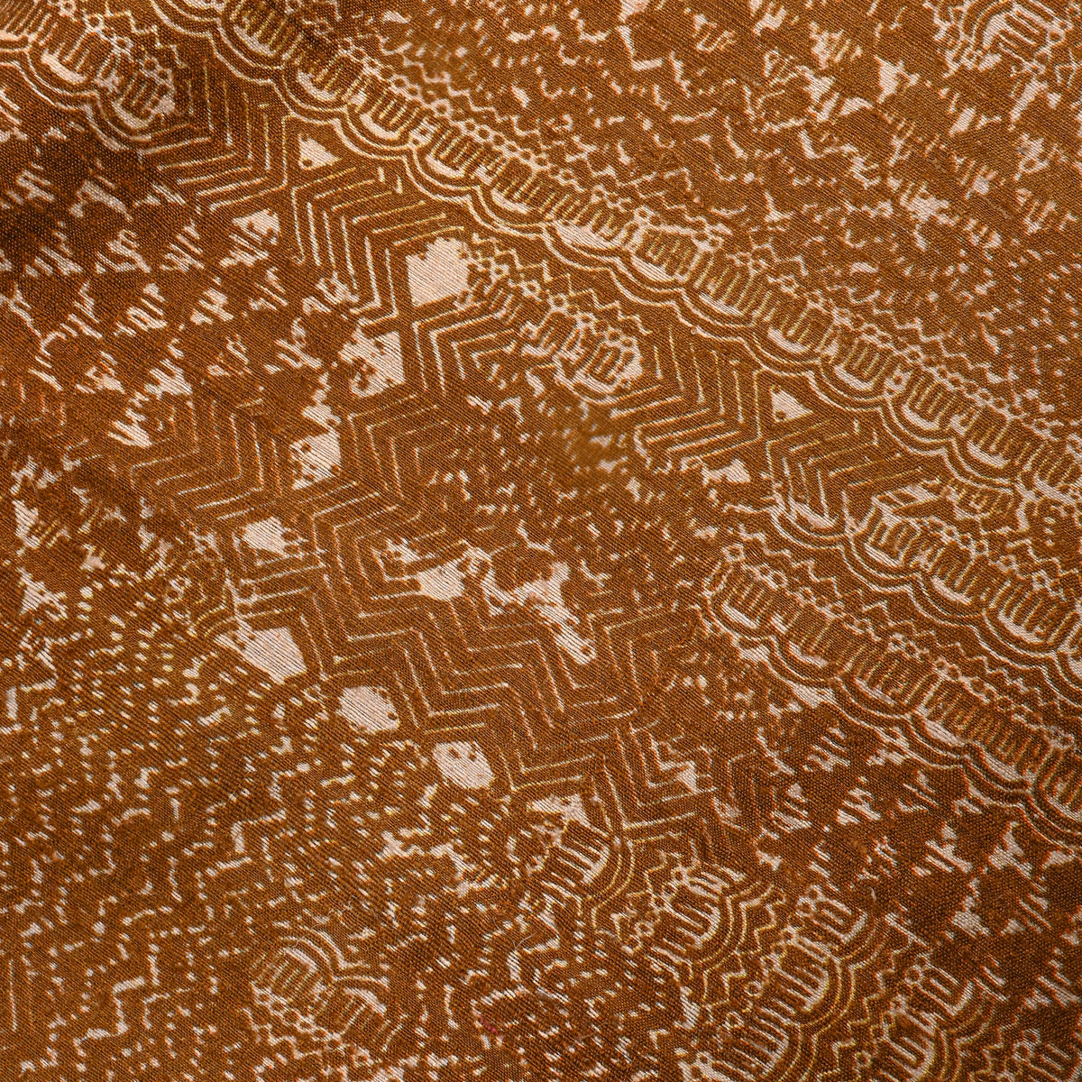 Toffee Beige Geometric Print Matka Silk Fabric