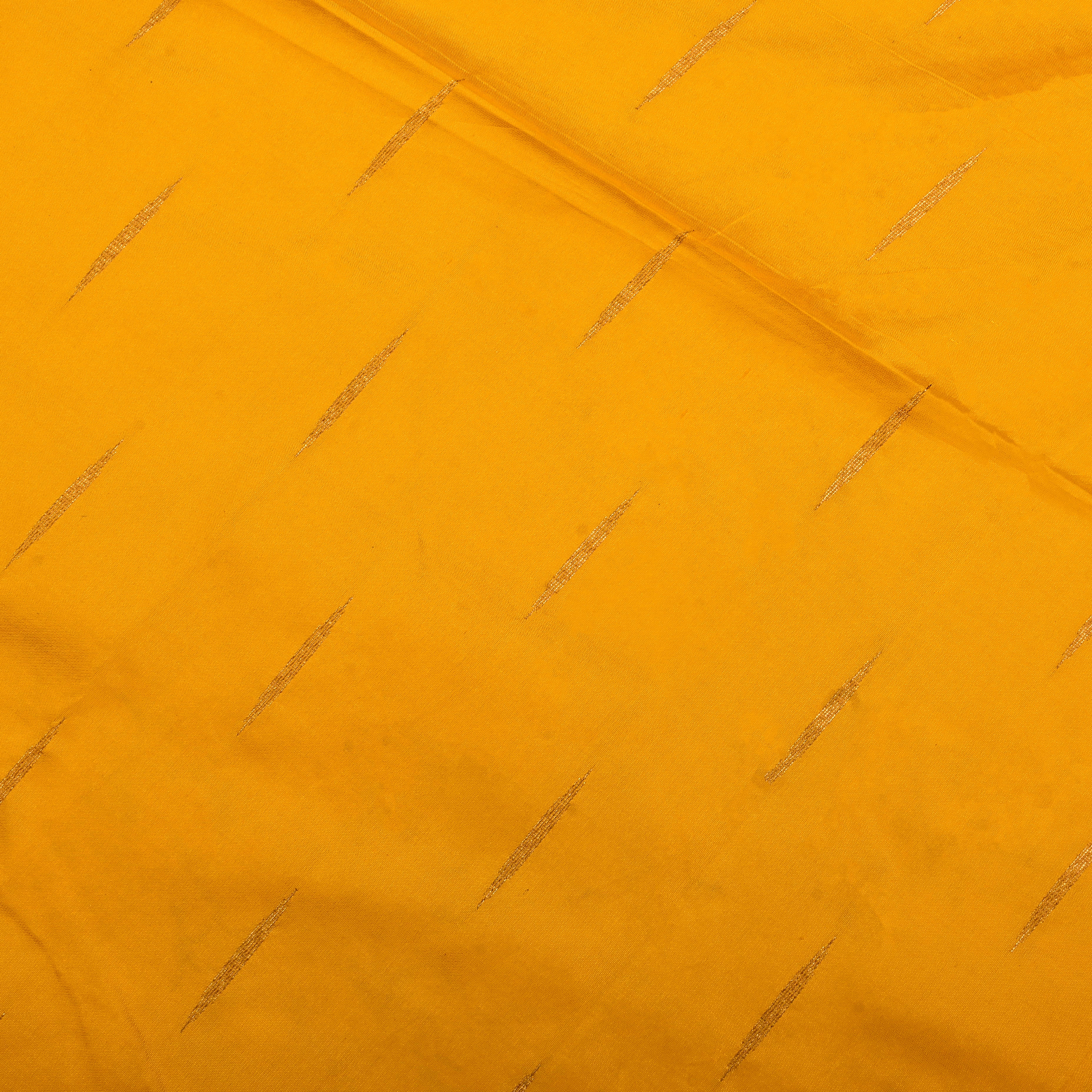 Yellow Orange Silk Fabric With Banarasi Border