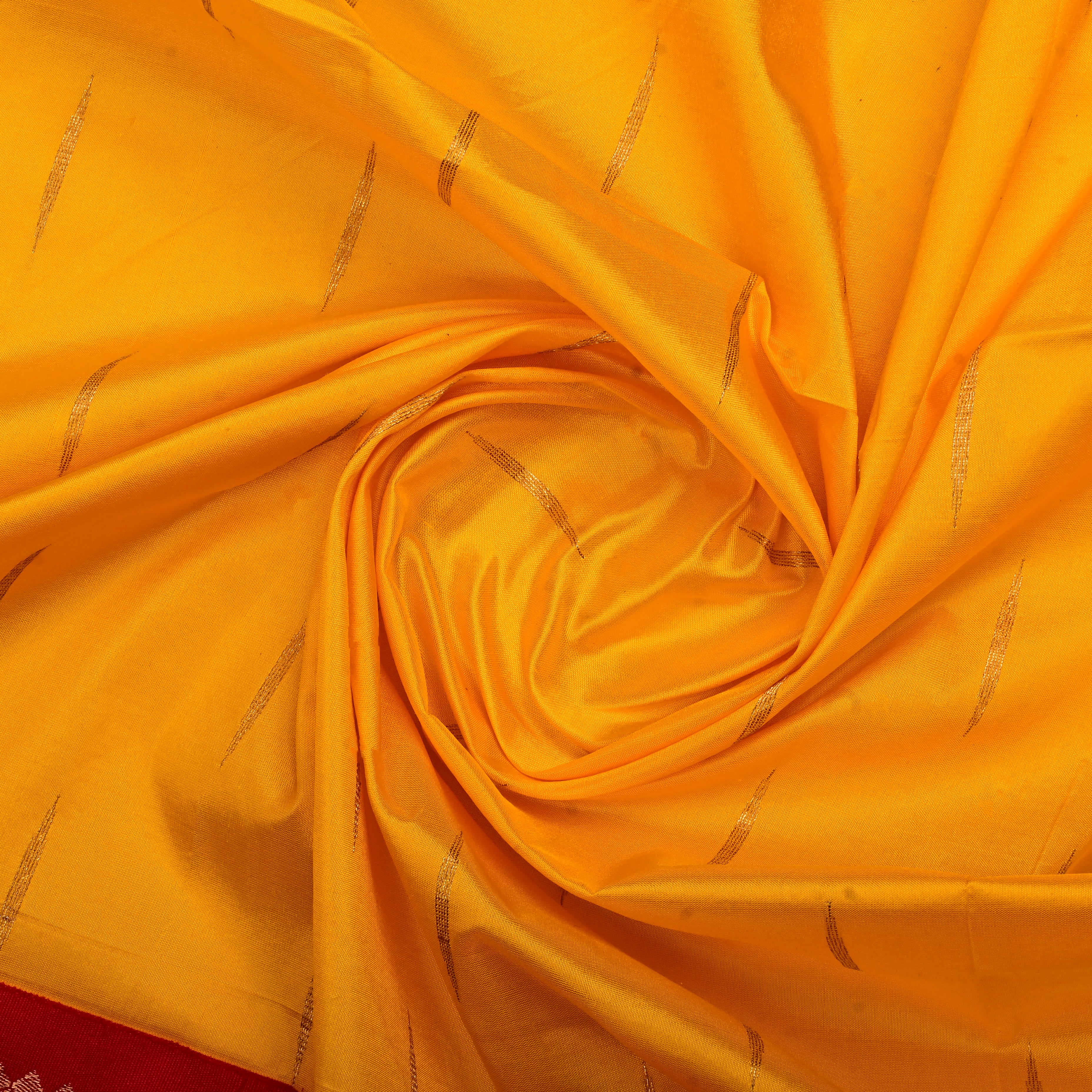 Yellow Orange Silk Fabric With Banarasi Border
