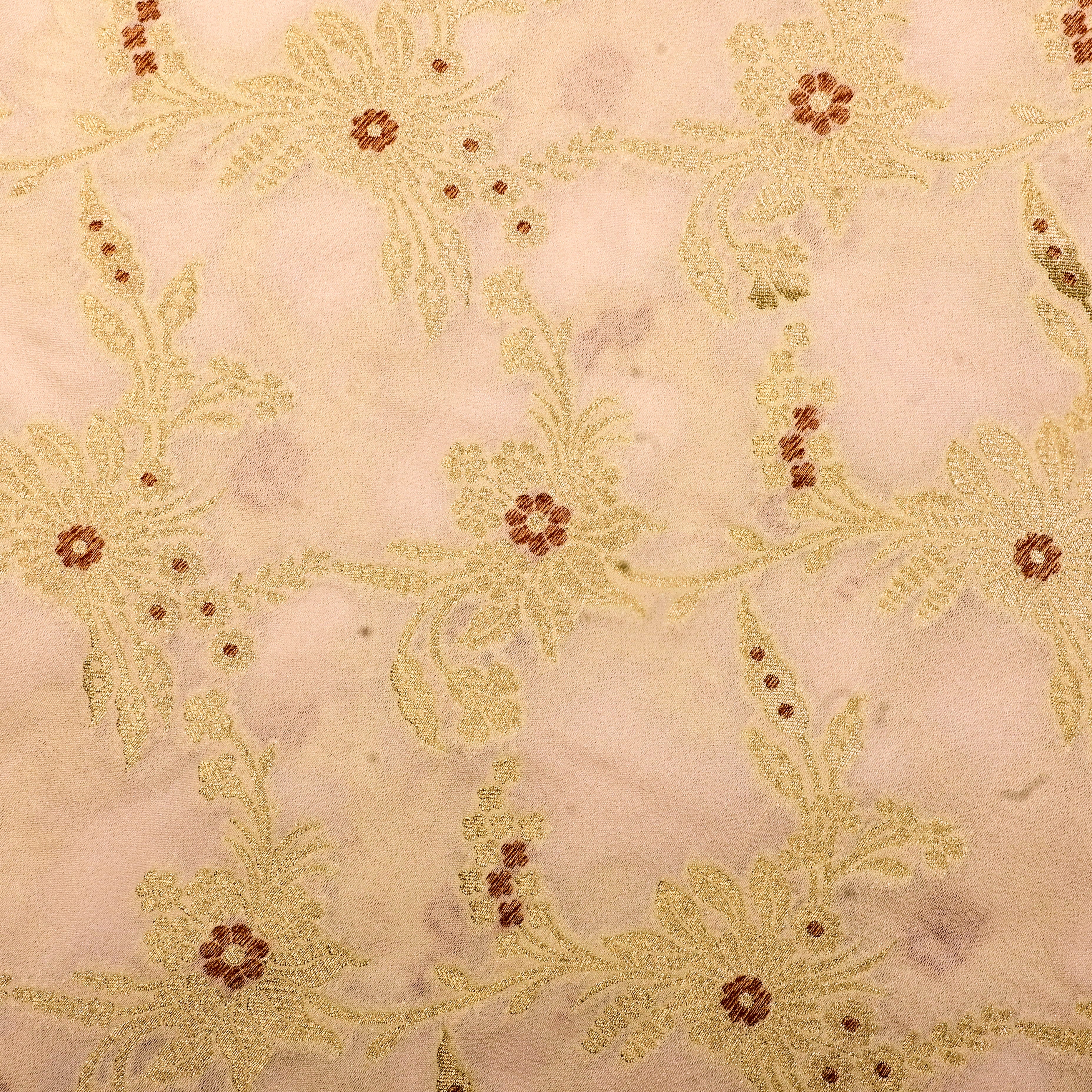 Bisque Cream Banarasi Fabric With Floral Jaal