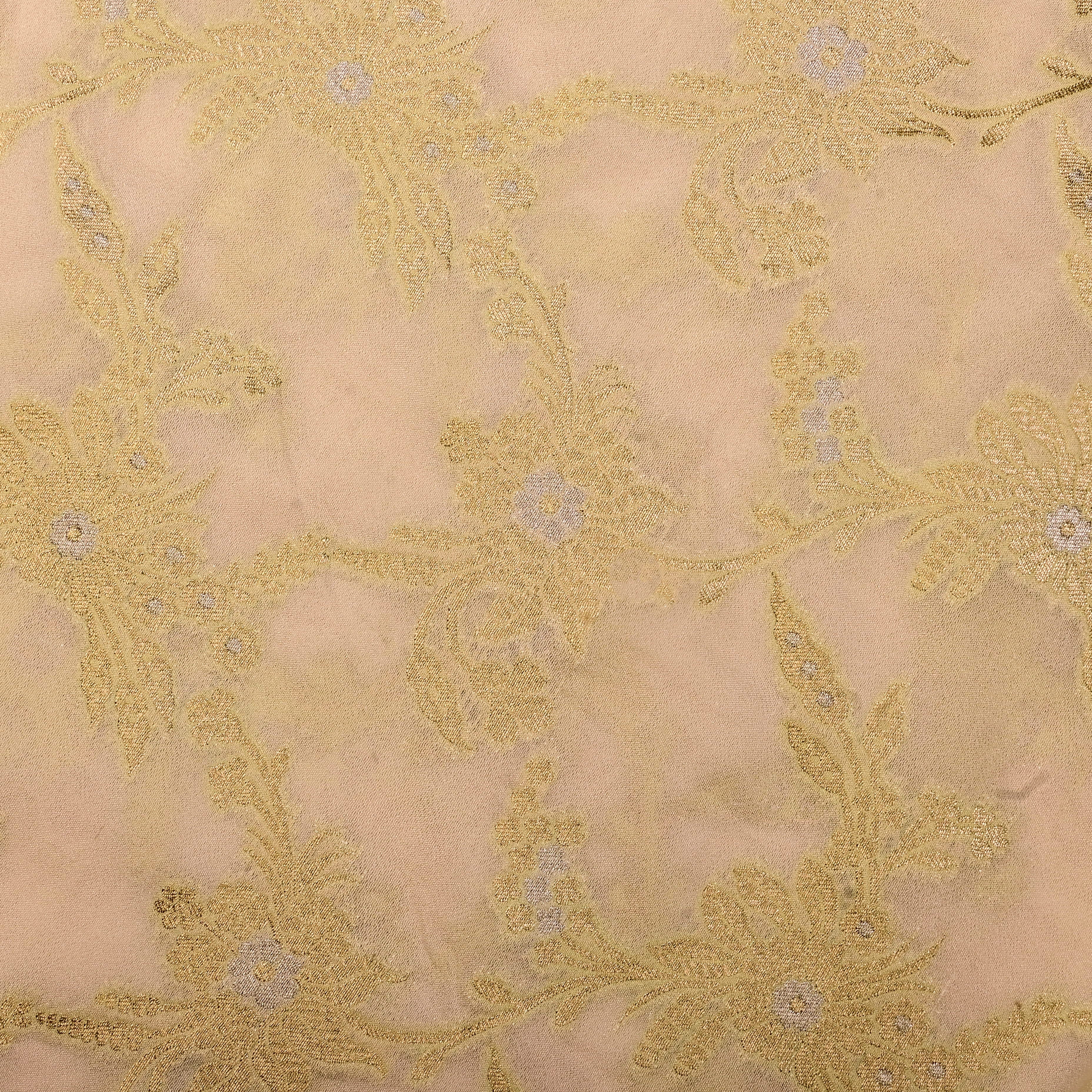 Banana Ice-Cream Banarasi Fabric With Floral Jaal