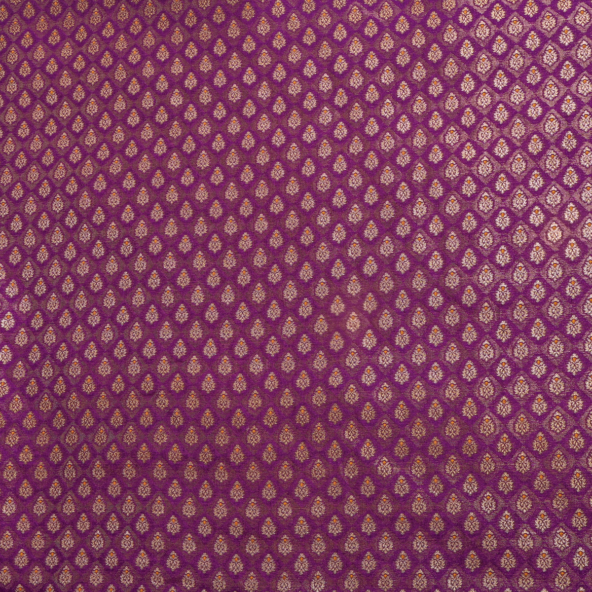 Plum Purple Gold Zari Micro Butti Jamawar Silk Fabric