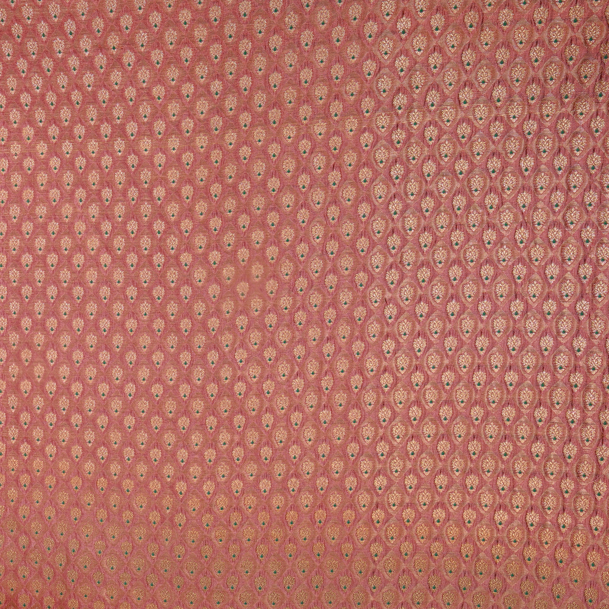 Dusty Mauve Gold Zari Diamond Check Jamawar Silk Fabric