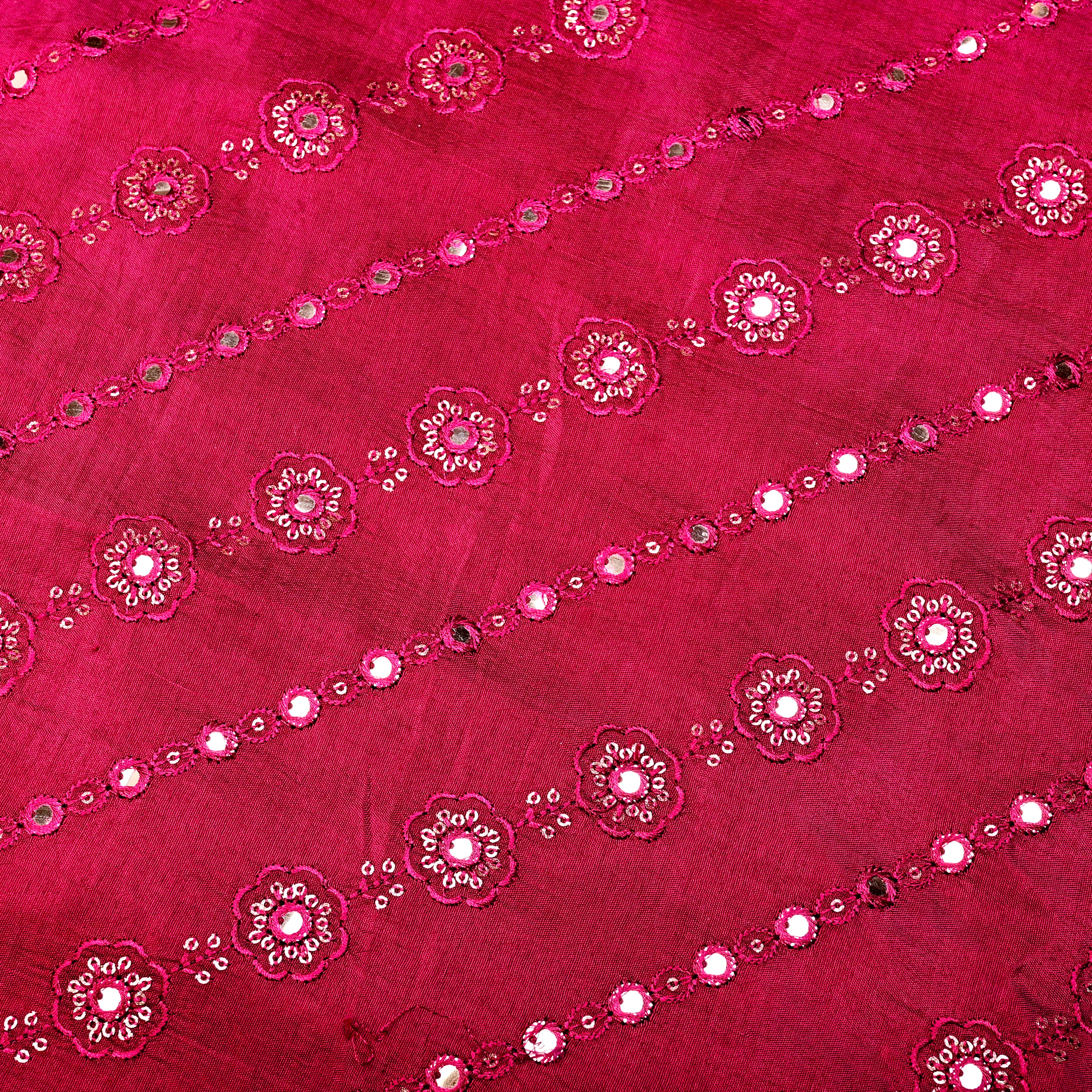 Maroon Silk Fabric With Embroidery