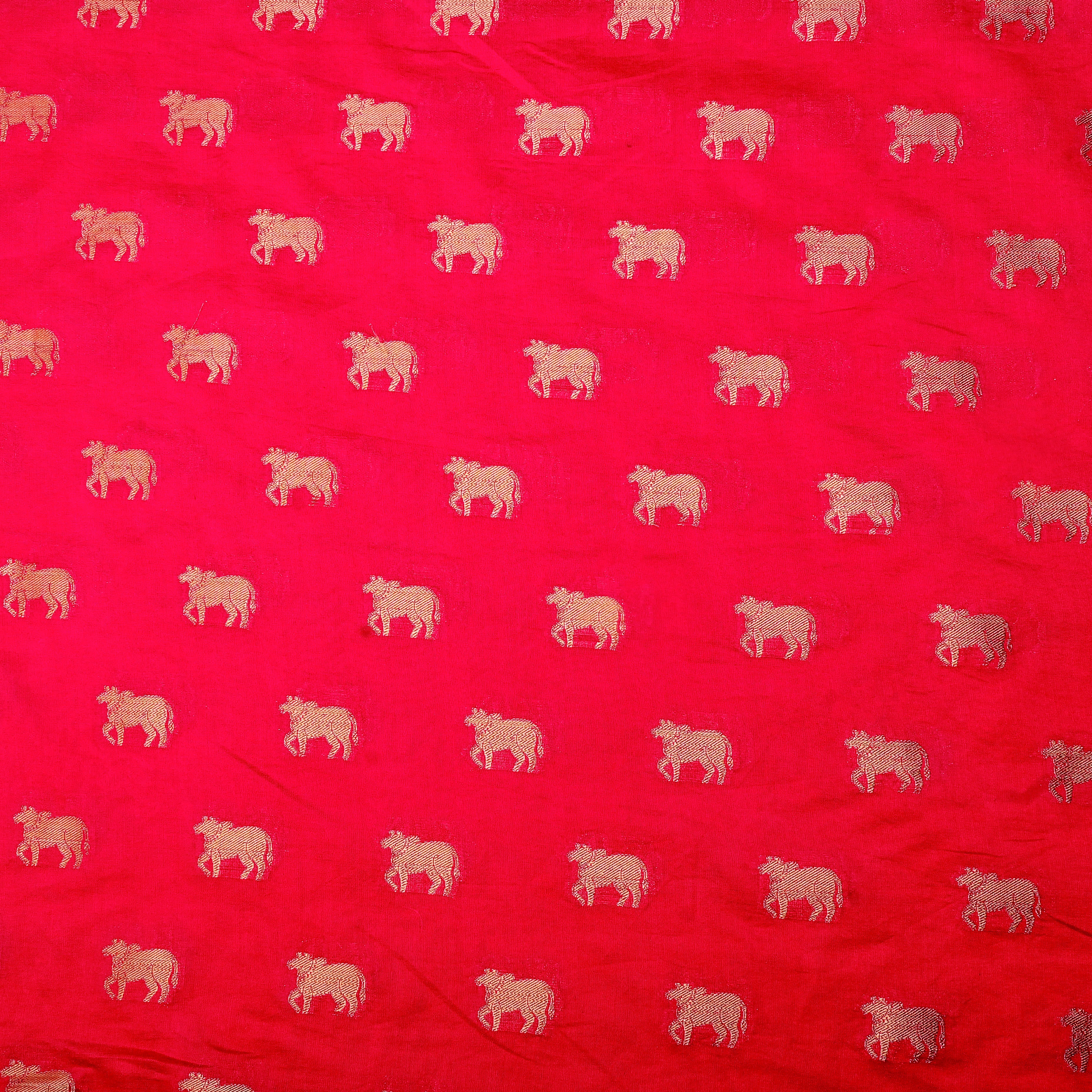 Hot Pink Banarasi Fabric With Golden Butti'S