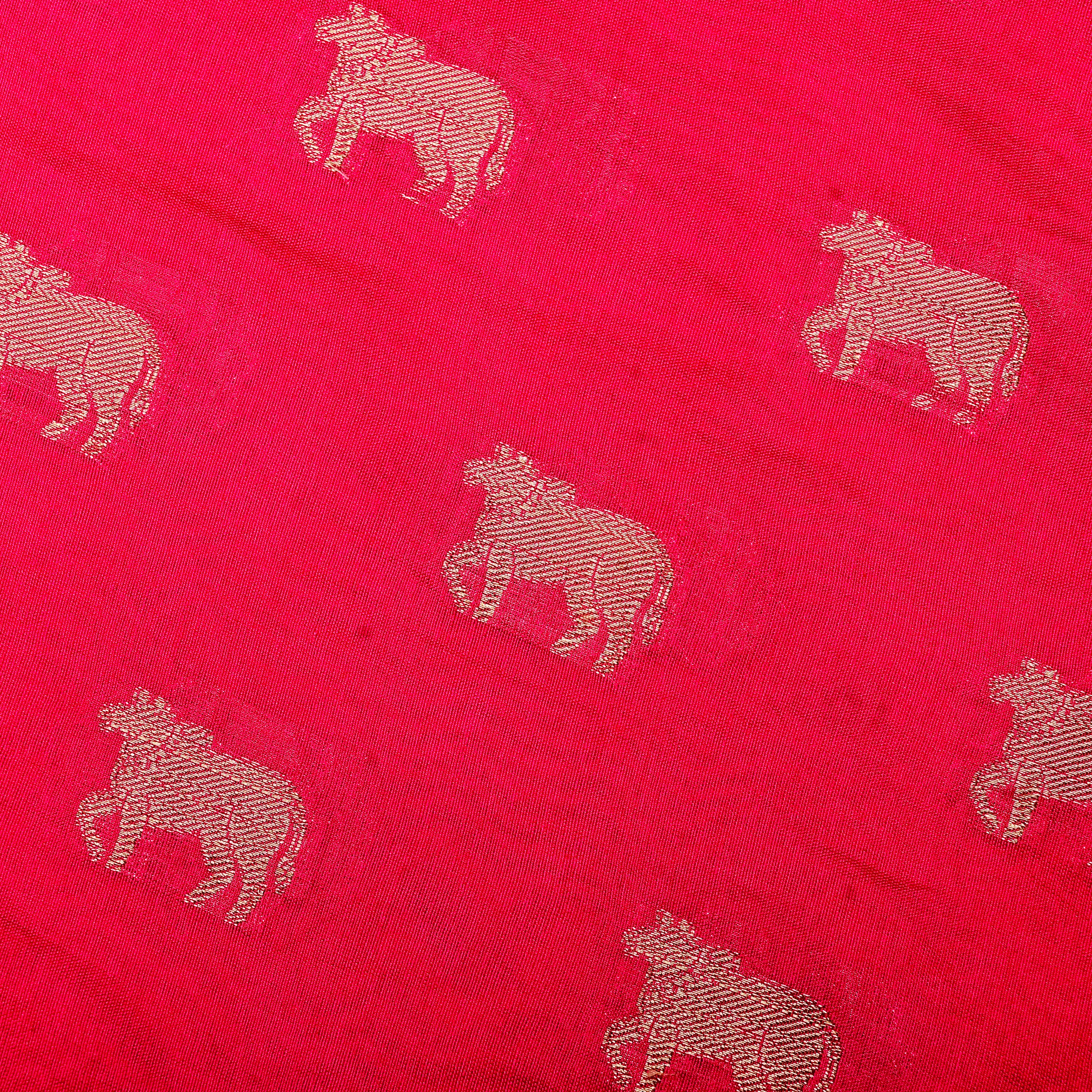 Hot Pink Banarasi Fabric With Golden Butti'S