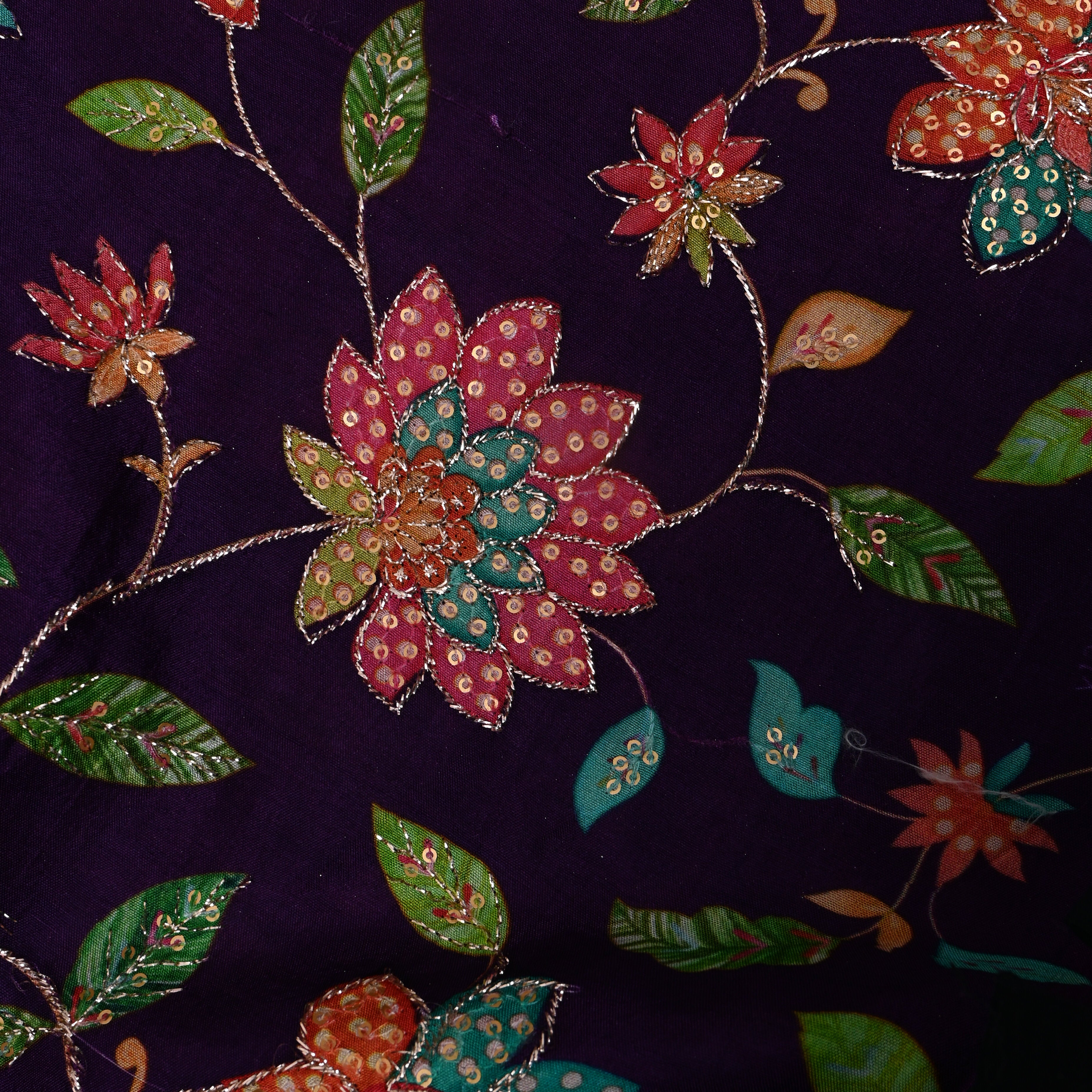 The Rich Vilot With Multicolour Floral Meenakari Embrodiery All Over The Silk Fabric