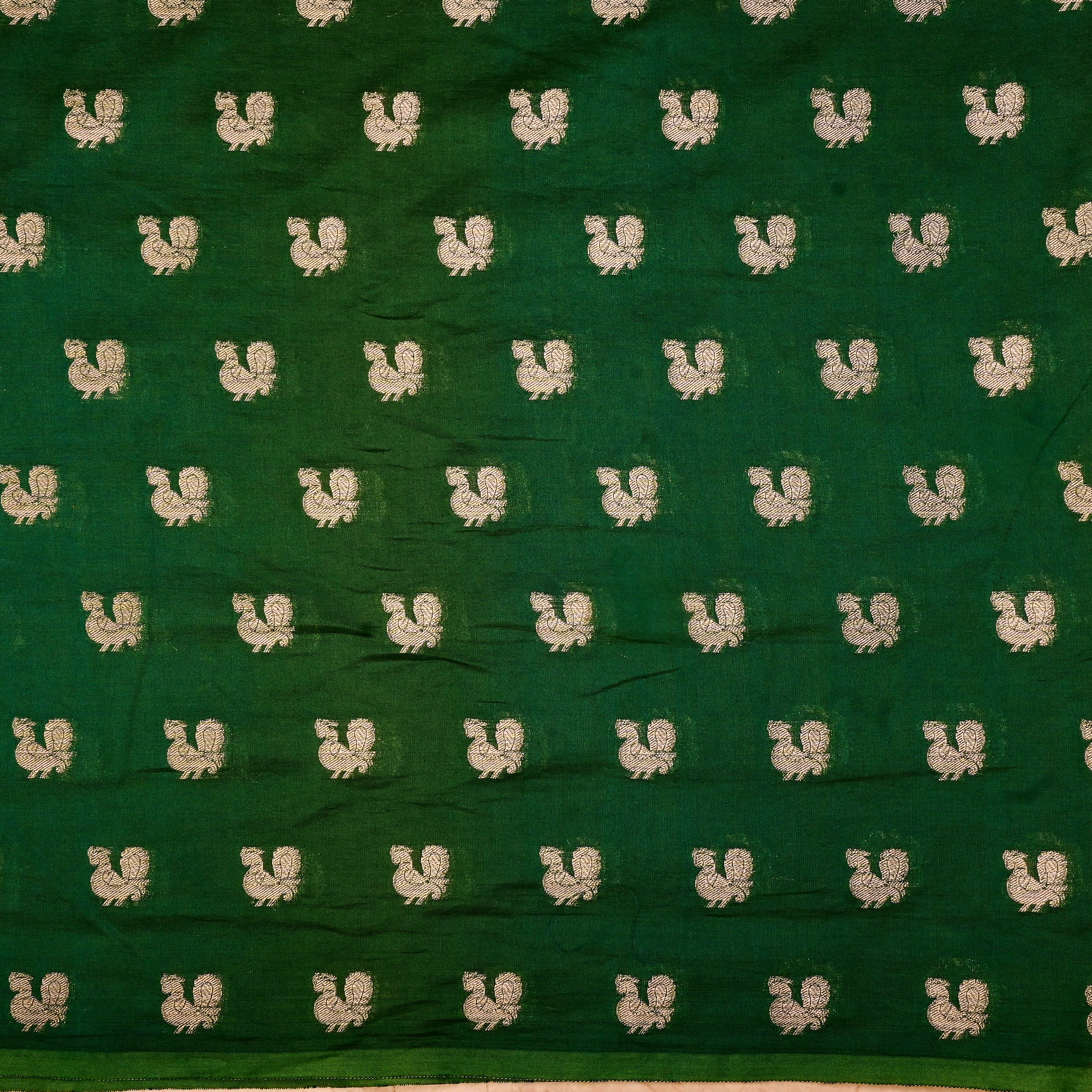 Bottle Green Banarasi Fabric With Golden Butti'S