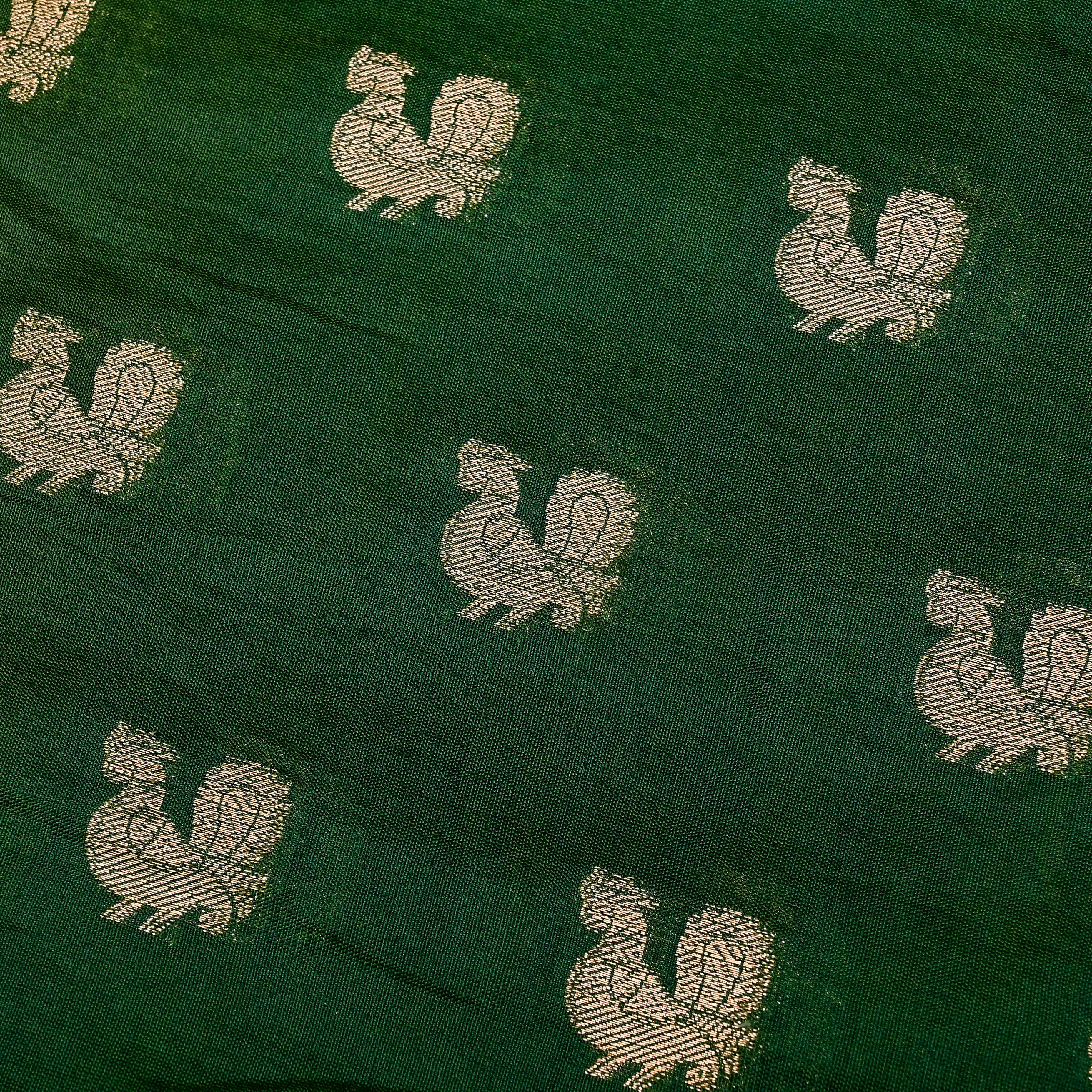 Bottle Green Banarasi Fabric With Golden Butti'S