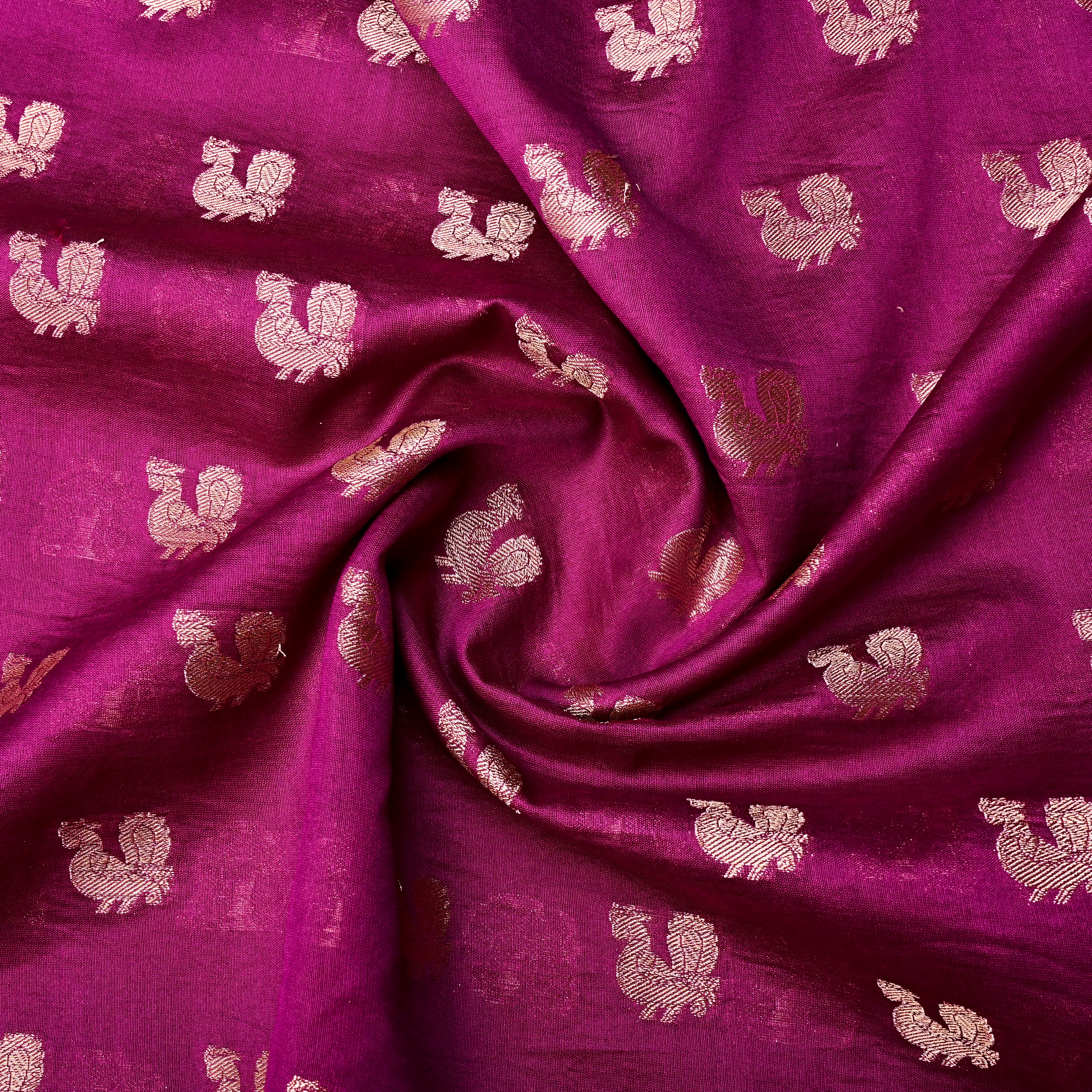 Mulberry Pink Banarasi Fabric With Golden Butti'S