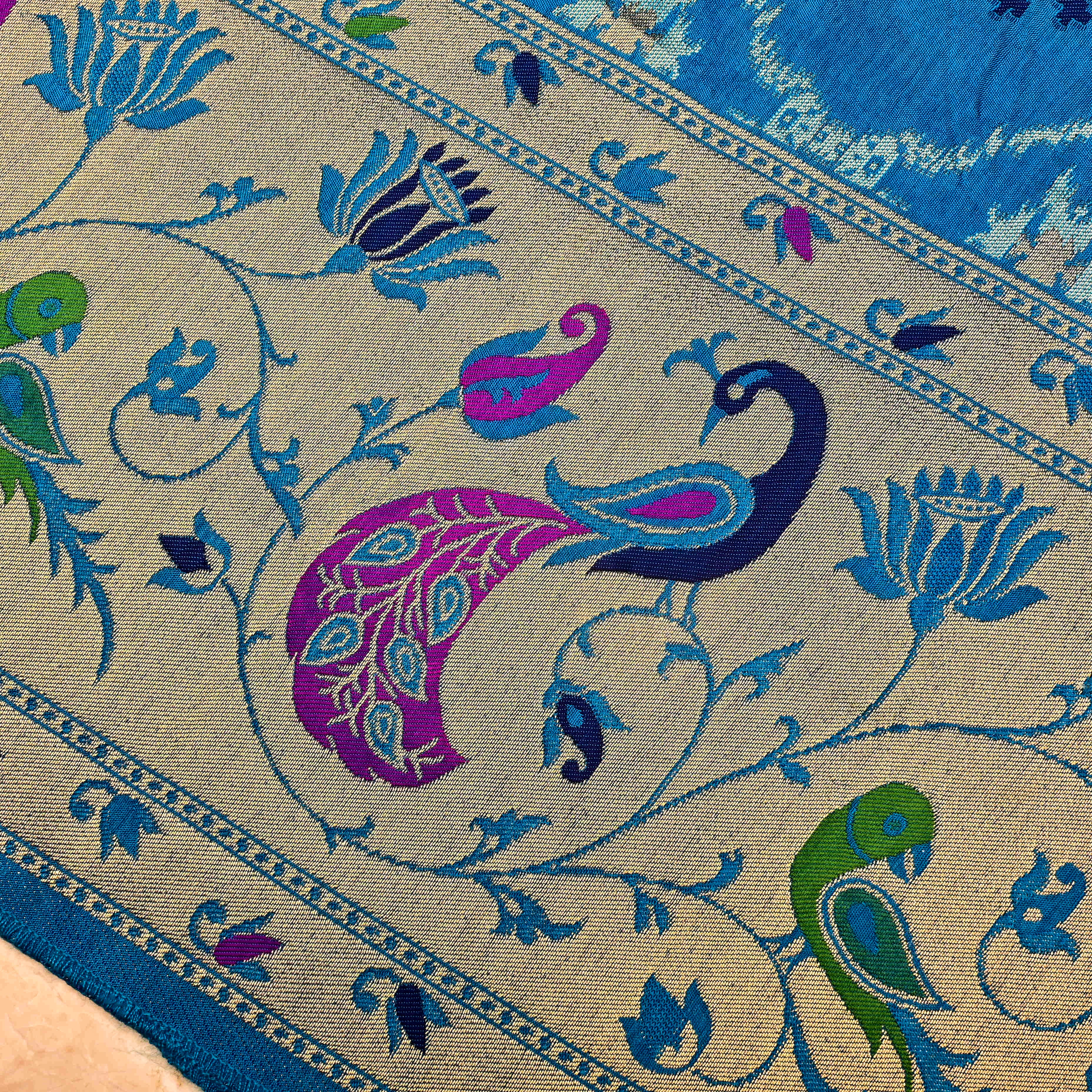Sky Blue Banarasi Fabric With Paithani Border