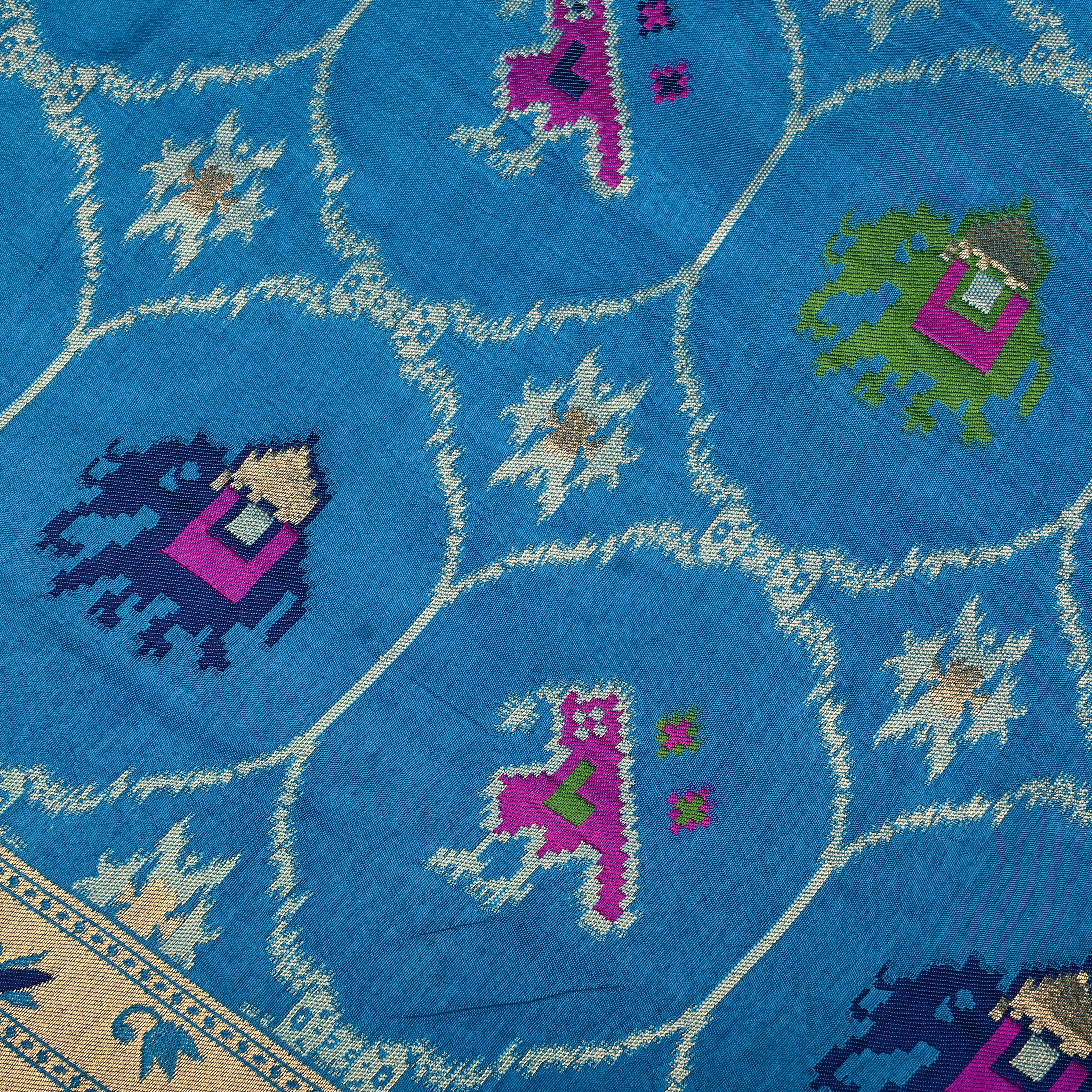 Sky Blue Banarasi Fabric With Paithani Border