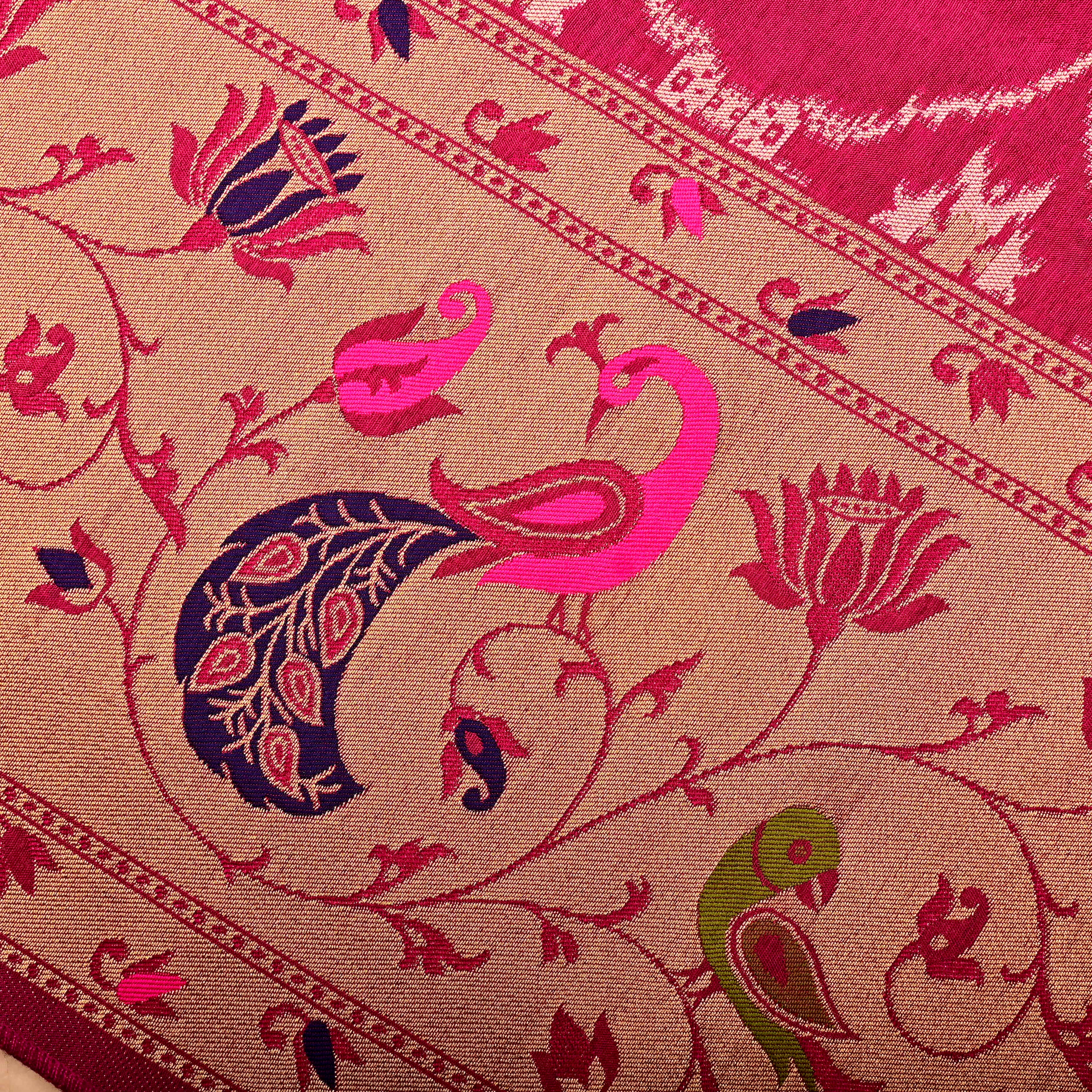 Amaranth Pink Banarasi Fabric With Paithani Border