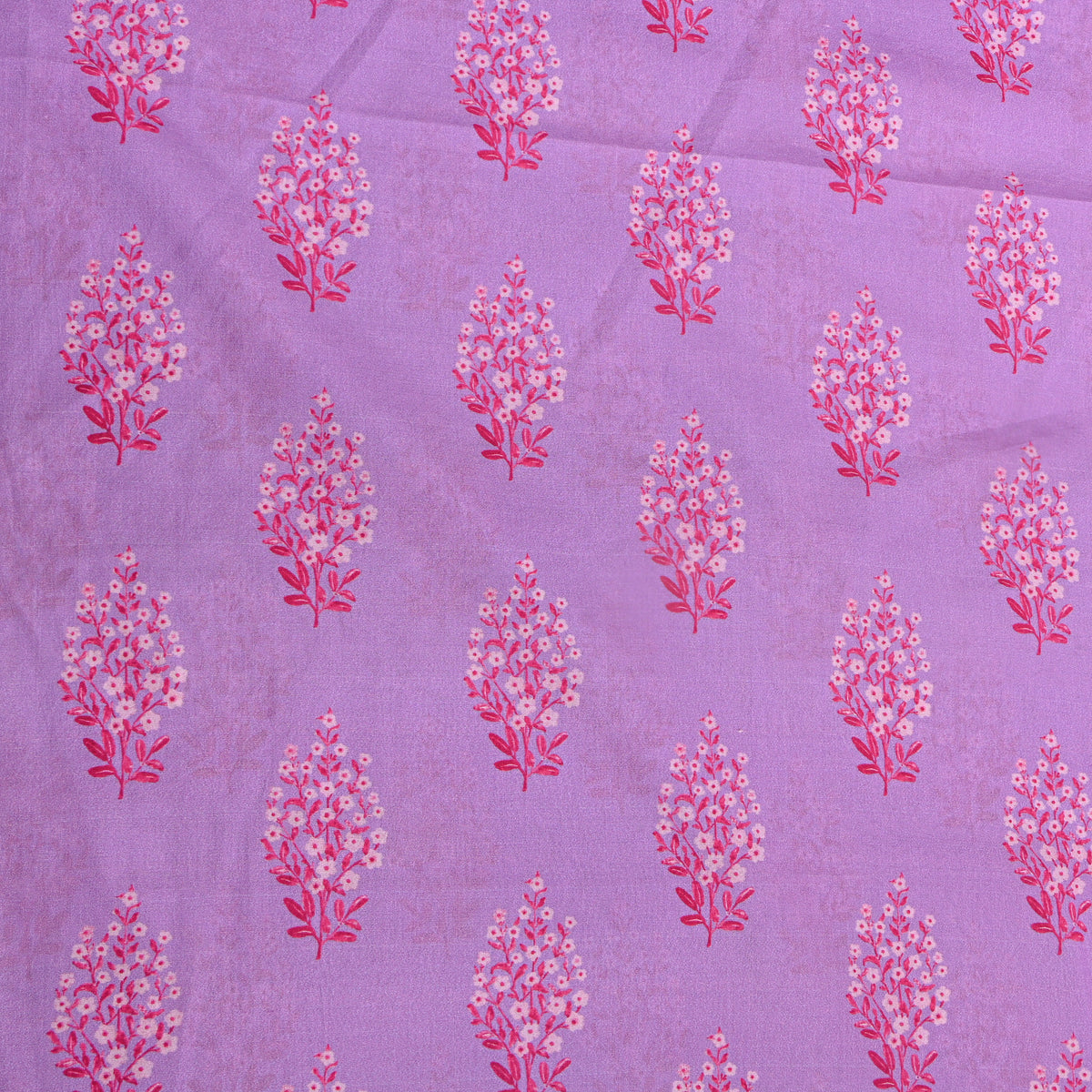Lilac Purple Floral Butti Digital Print Silk Fabric