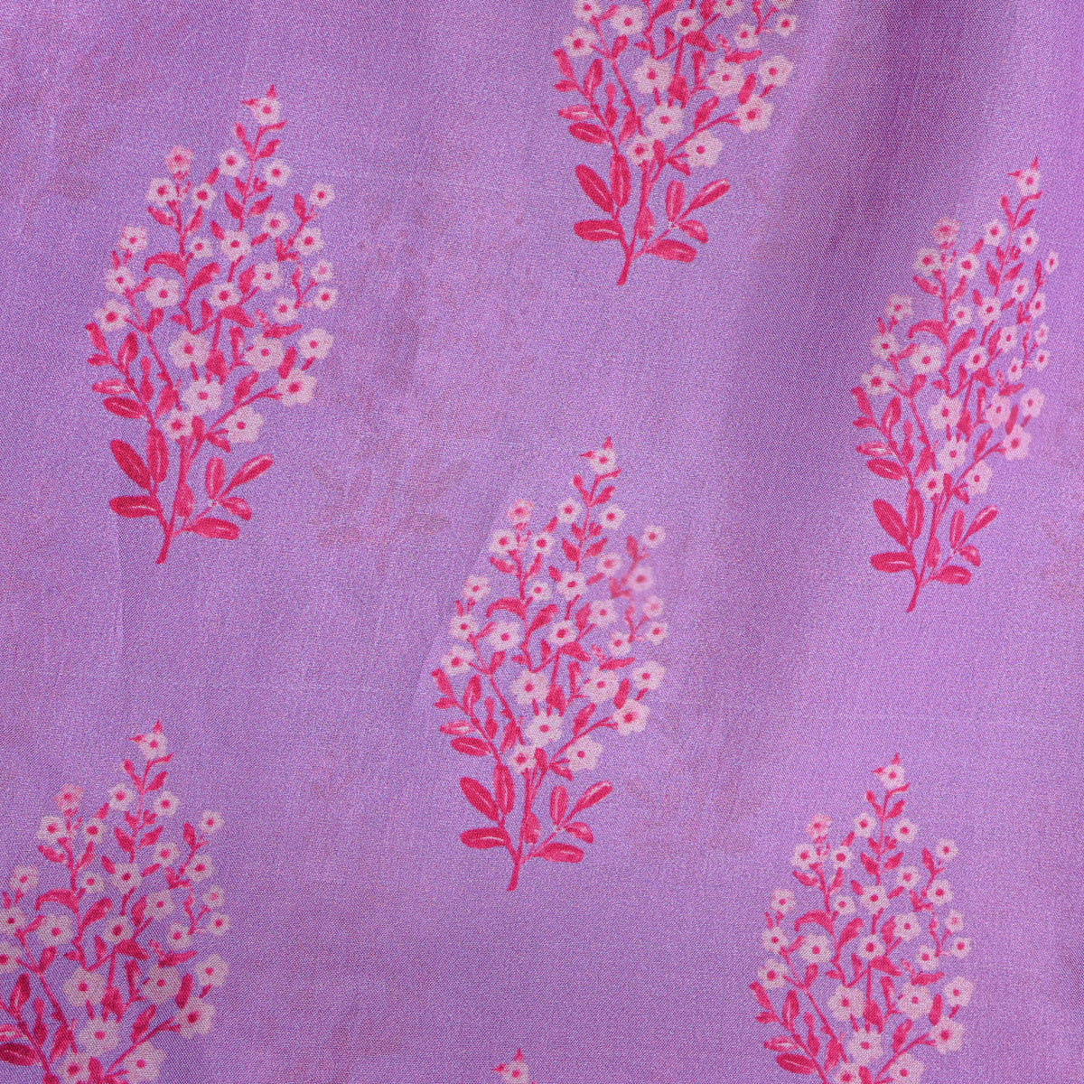 Lilac Purple Floral Butti Digital Print Silk Fabric