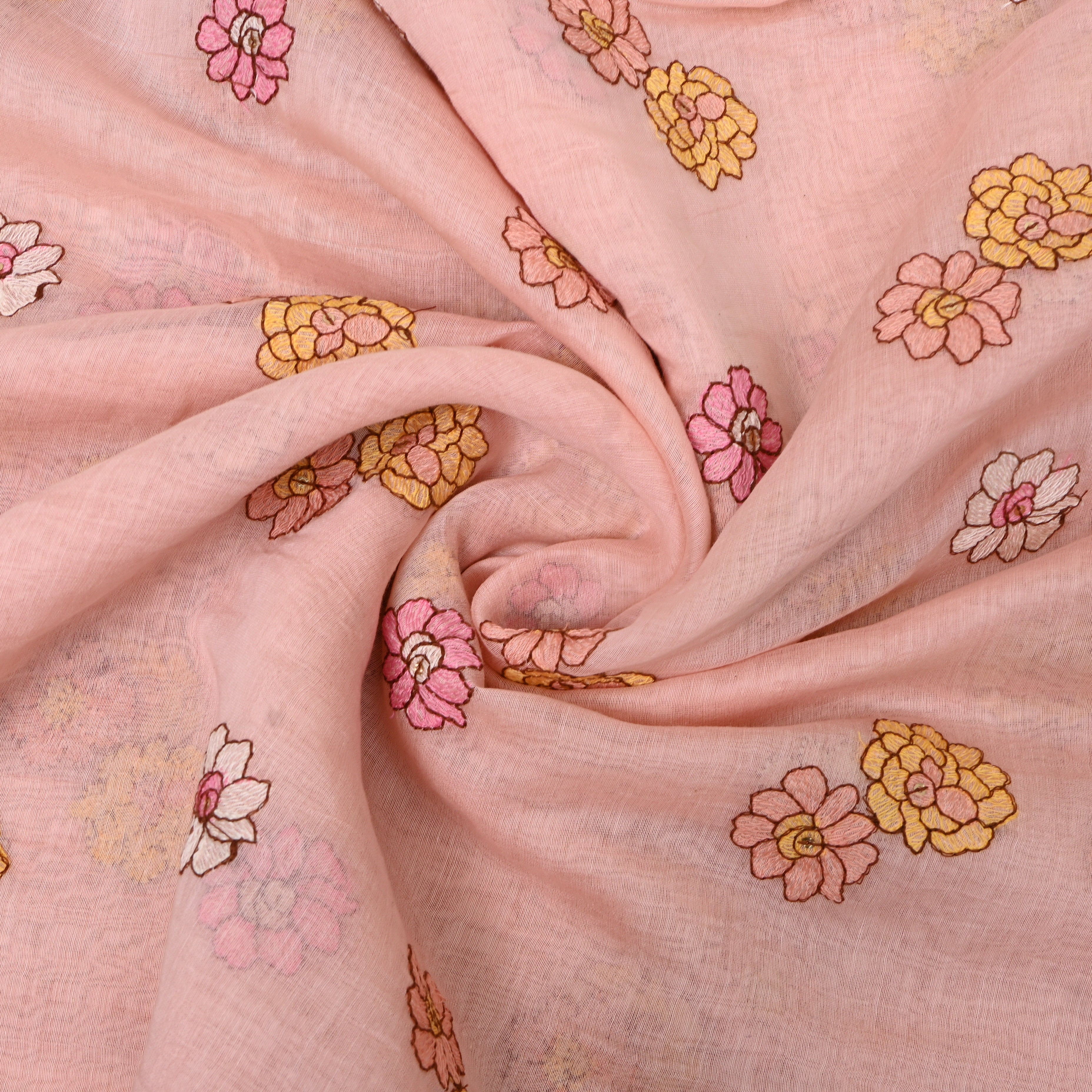Blush Pink Chanderi With Scattered Floral Sequin Embroidery