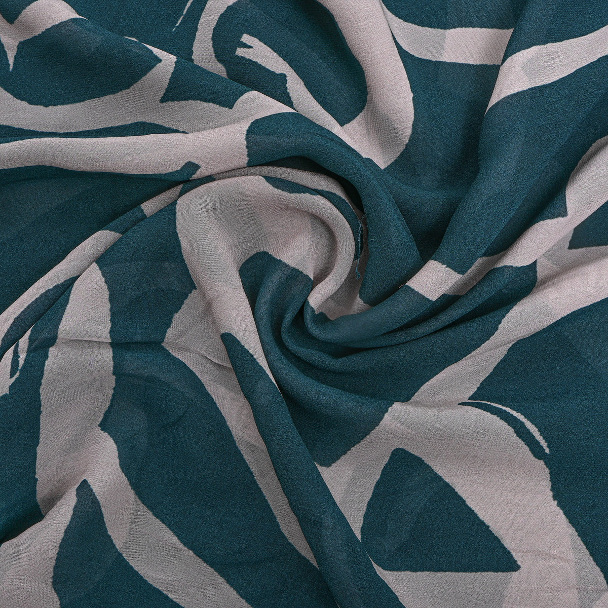 Mallard Green Abstract Digital Print Georgette Fabric