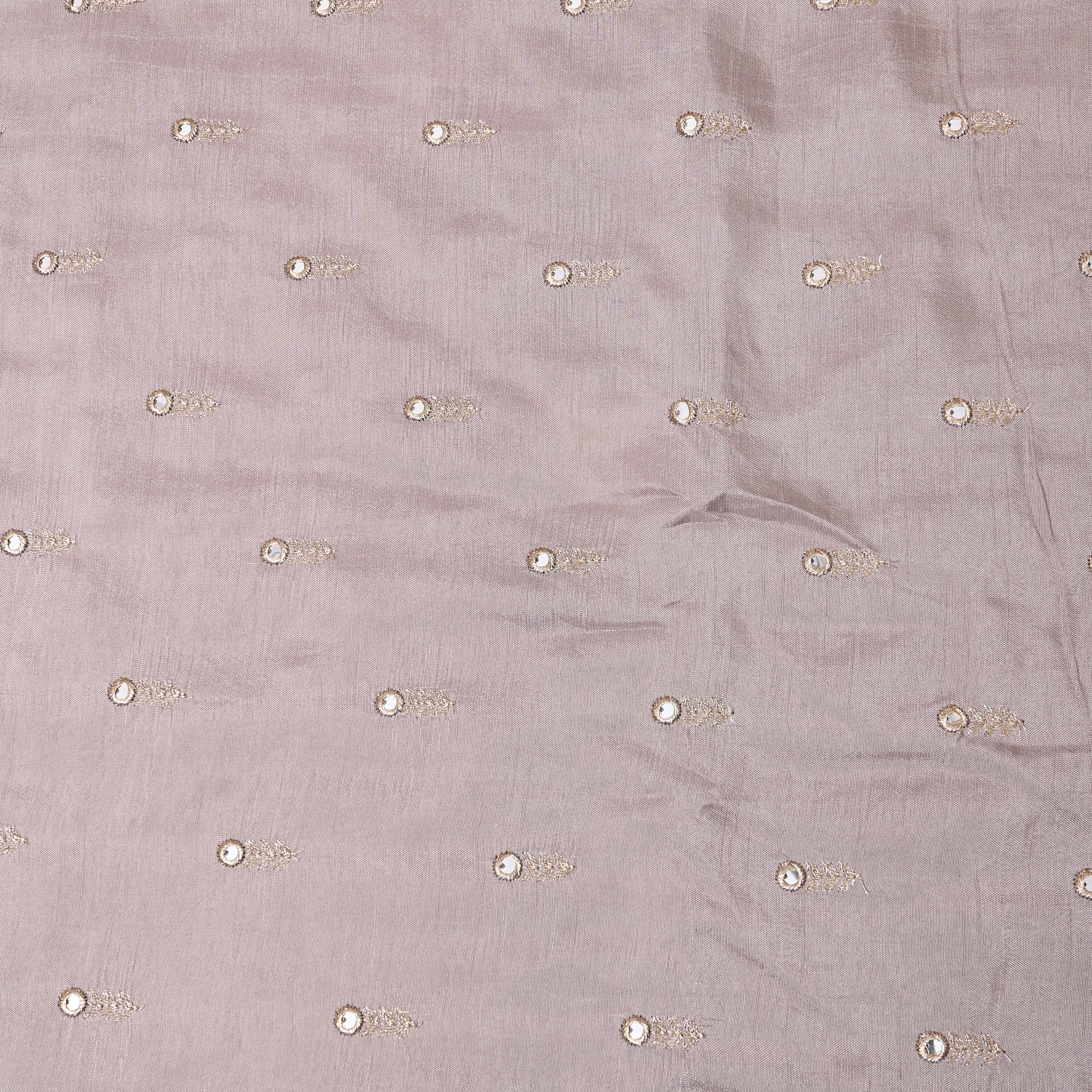 Mauve Mirror Work Booti Embroidered Silk Fabric