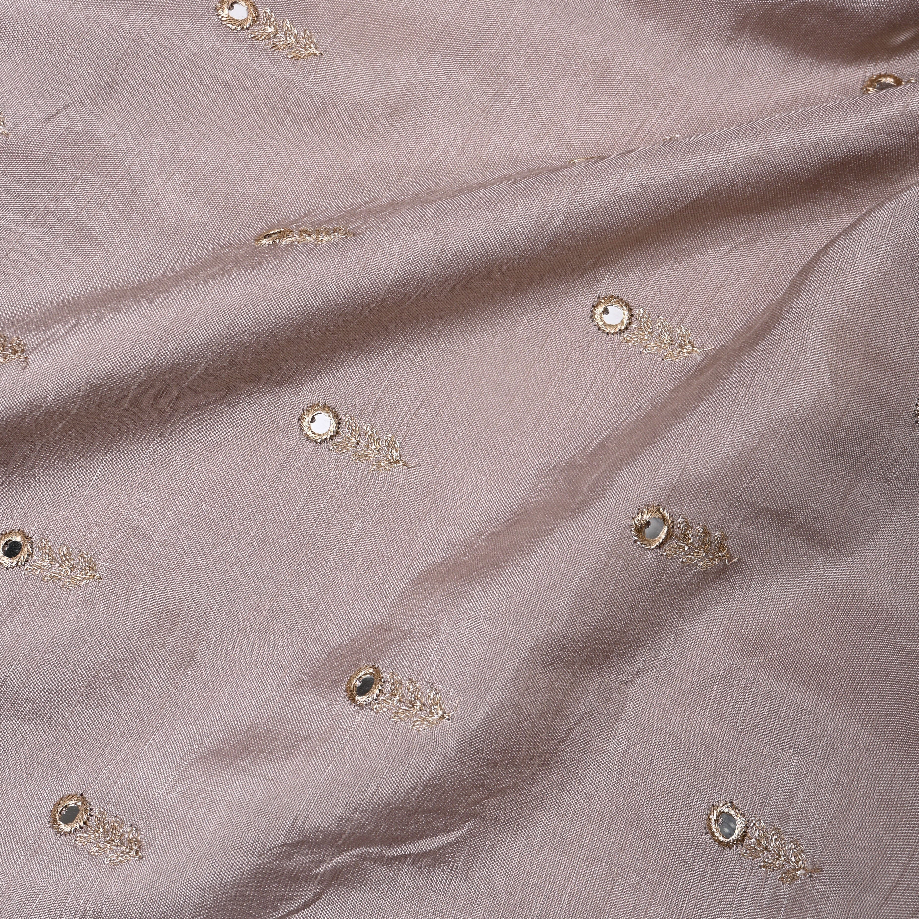 Mauve Mirror Work Booti Embroidered Silk Fabric