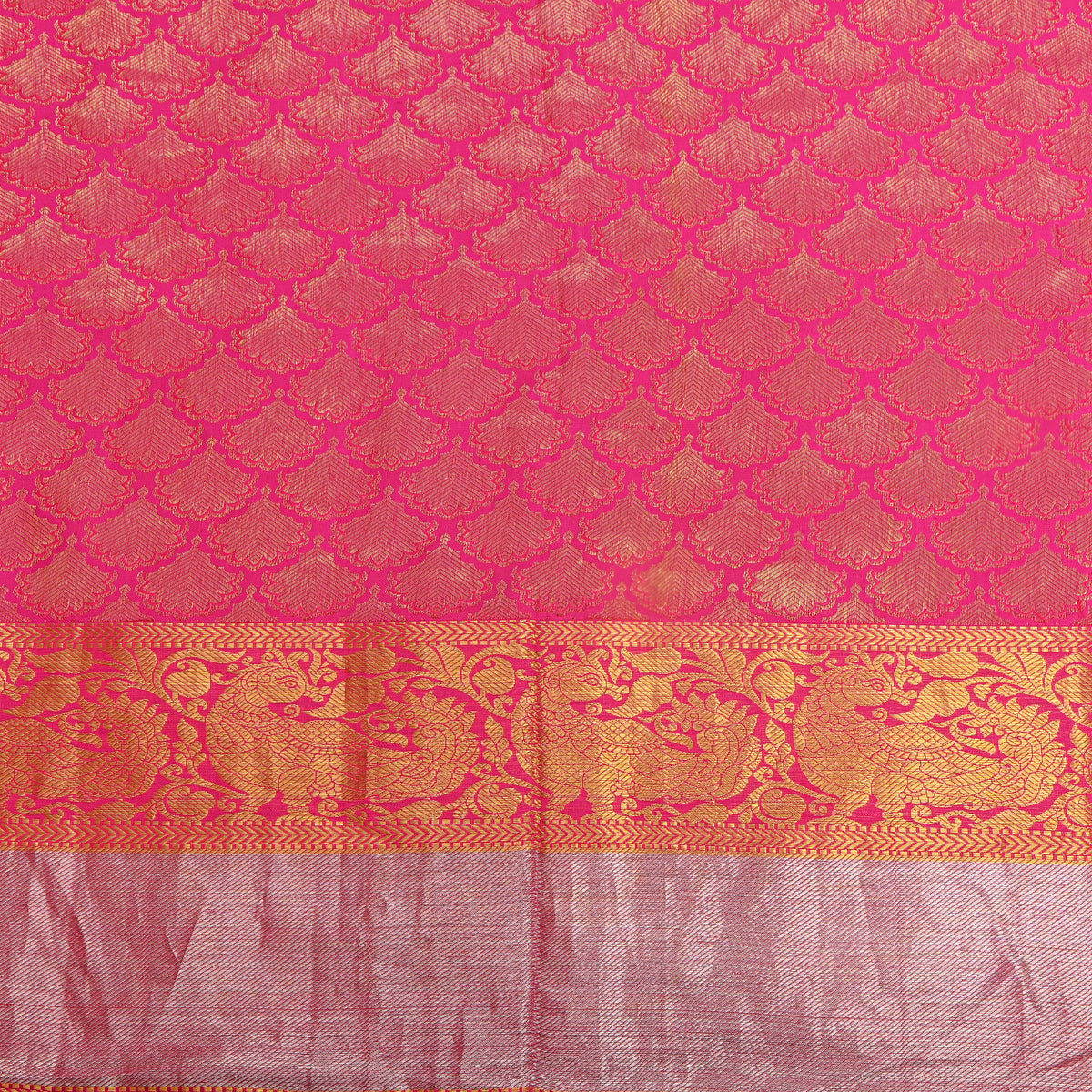 Rose Gold Dual Tone Butti Kanjivaram Silk Fabric