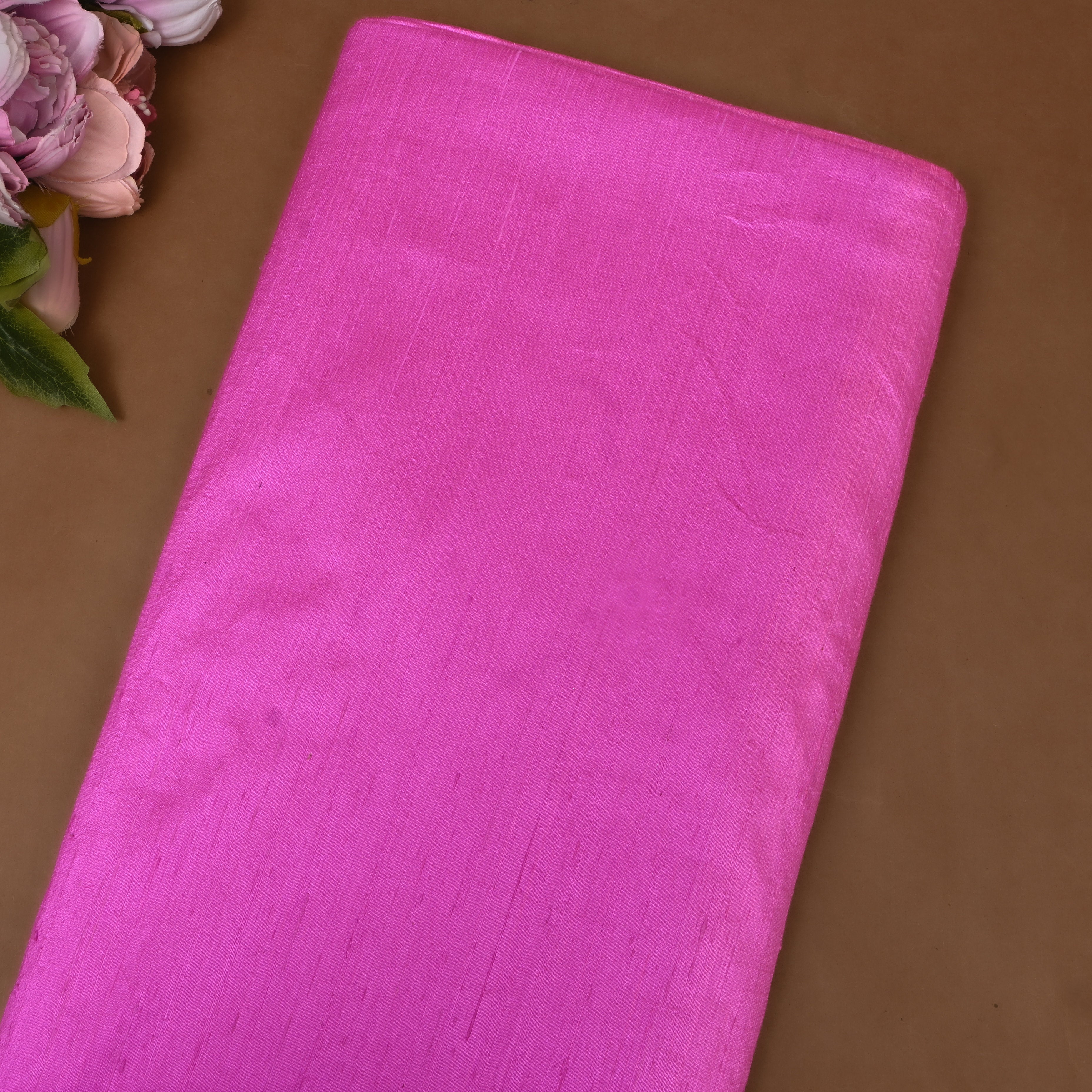 Bright Baby Pink Plain Silk