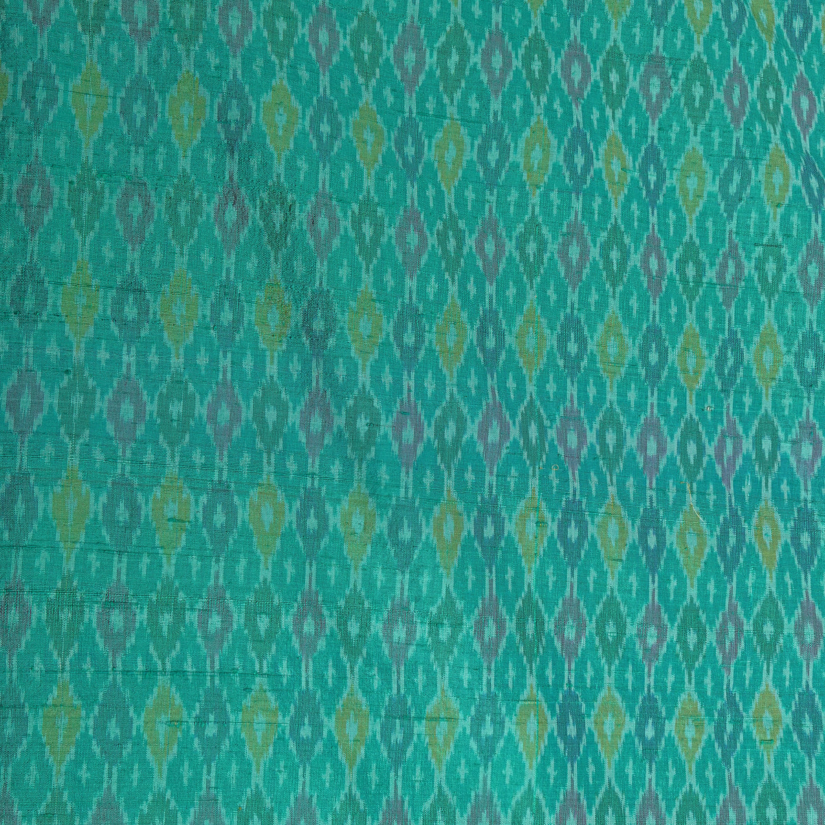 Jade Green Ikat Diamond Weave Dupion Silk Fabric