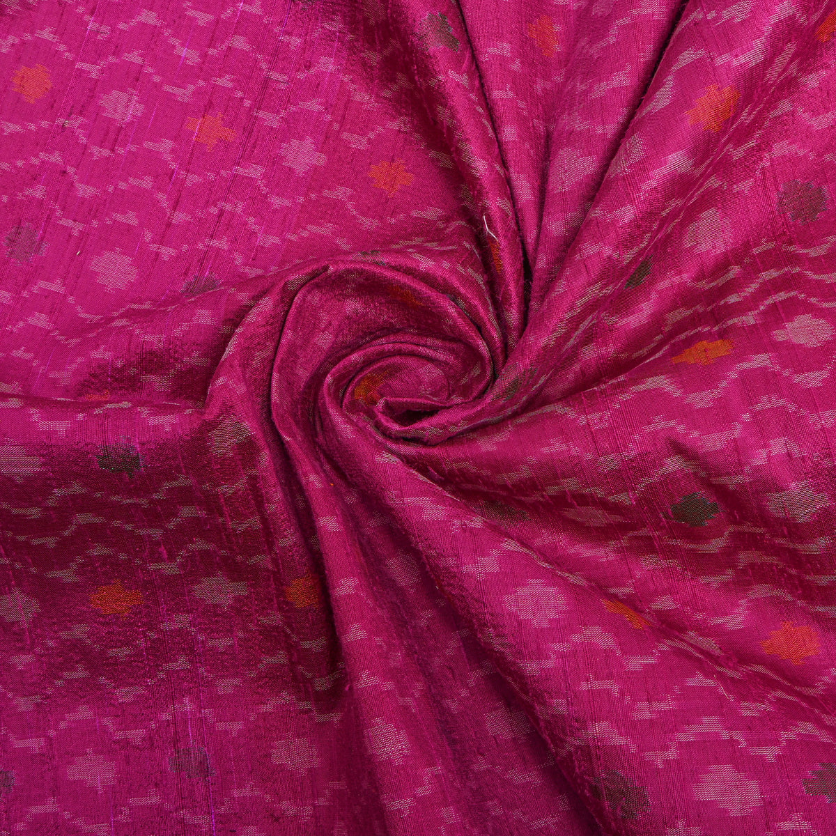 Magenta Pink Wave Ikat Dupion Silk Fabric