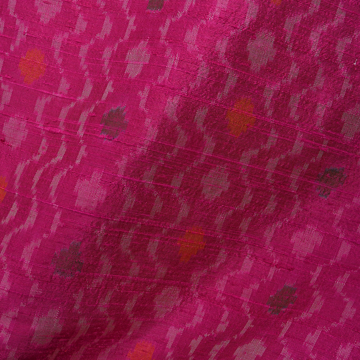 Magenta Pink Wave Ikat Dupion Silk Fabric